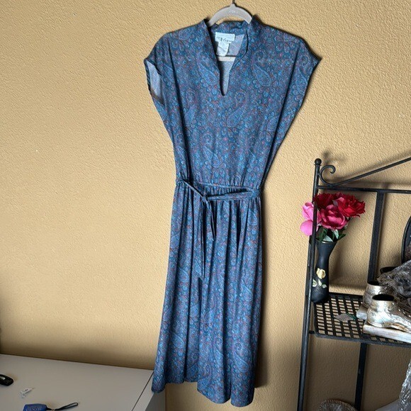 Vintage 70s JSE of California Sleeveless Belted Dress Tag Size 12
