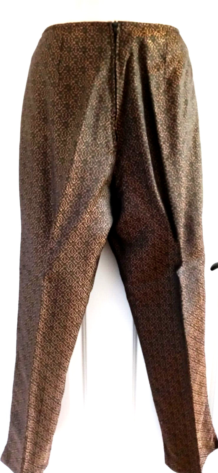 Vintage 90s Willi Smith Shimmering Damask Pants Size 8P Brown/Black