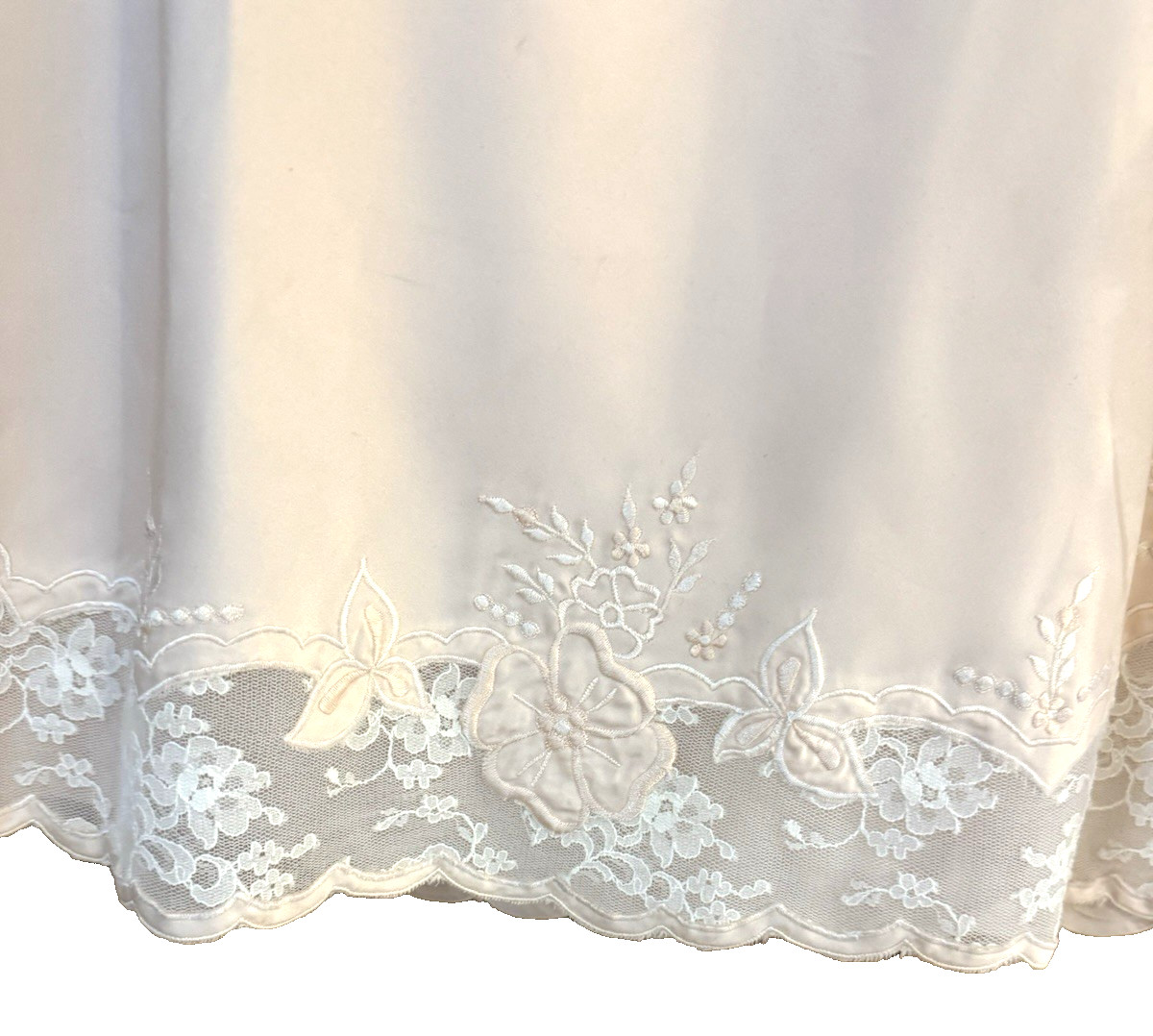 Vintage Half Slip with Cutouts and Lace Trim Size Medium Blush Peach Side Slits