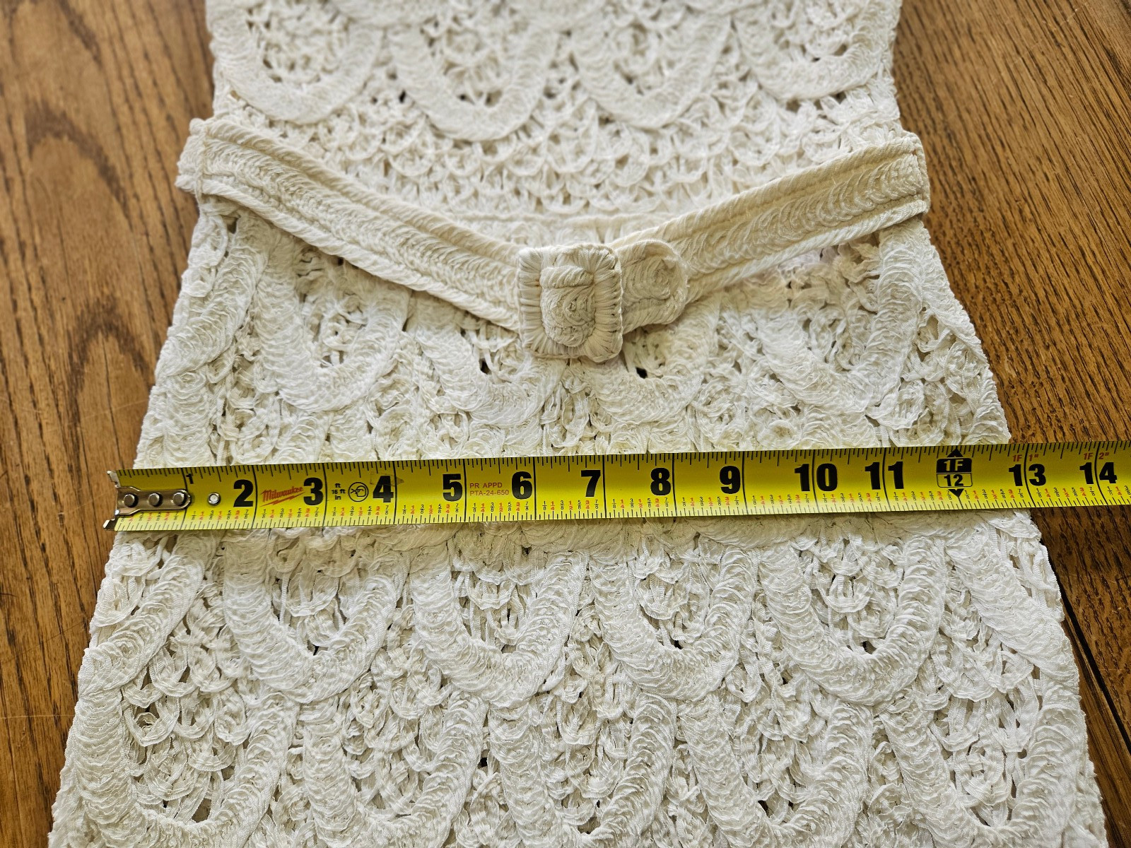 Vtg Glengyle Cream Sheath Crochet Lace Dress Scallop Pattern Small Petite?