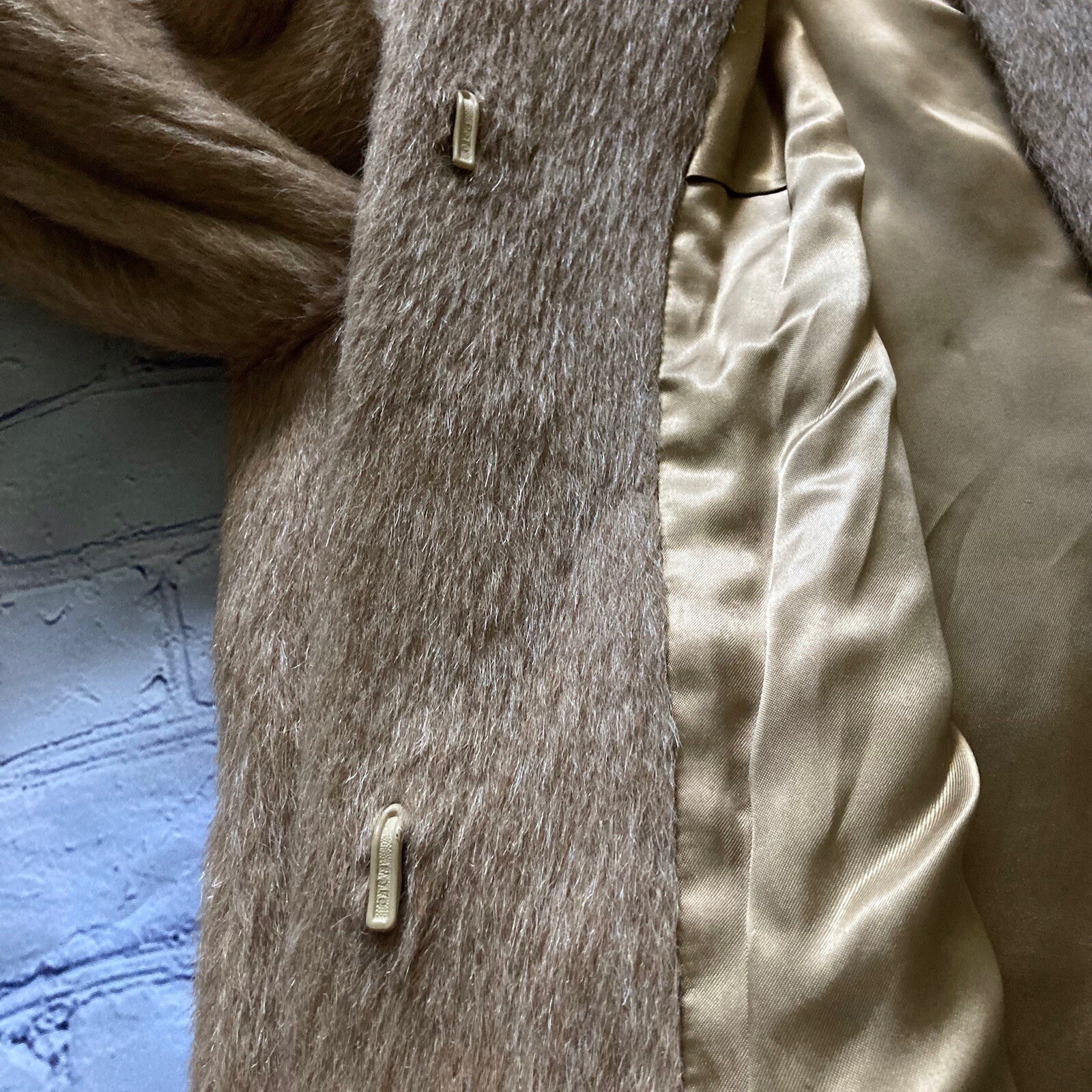 Vintage Women’s Alpaca Hair Coat Sz 42 West Germany Camel 1960’s Luxus Llama