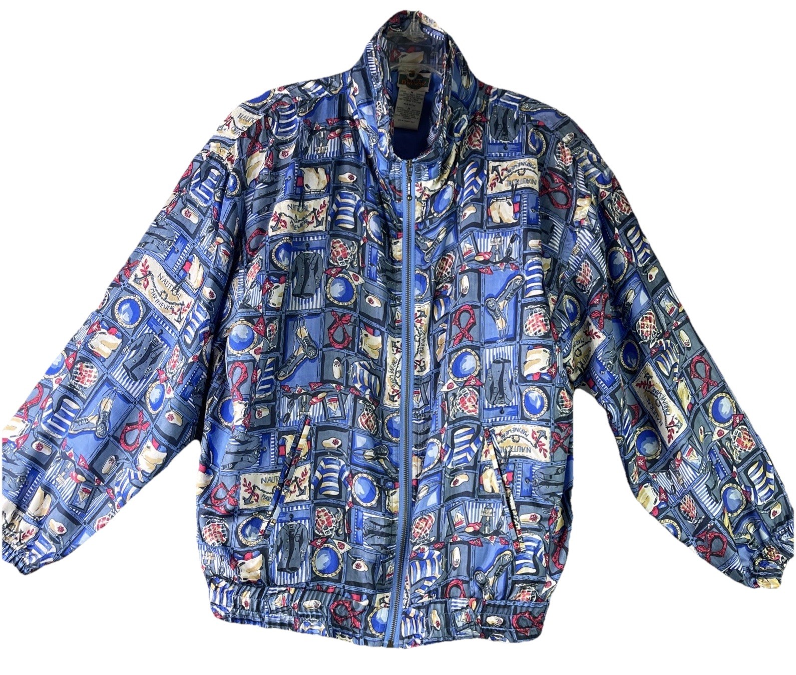 Vintage Out Brook Womens M Silk Windbreaker Jacket Zip Nautical Lightweight WS1