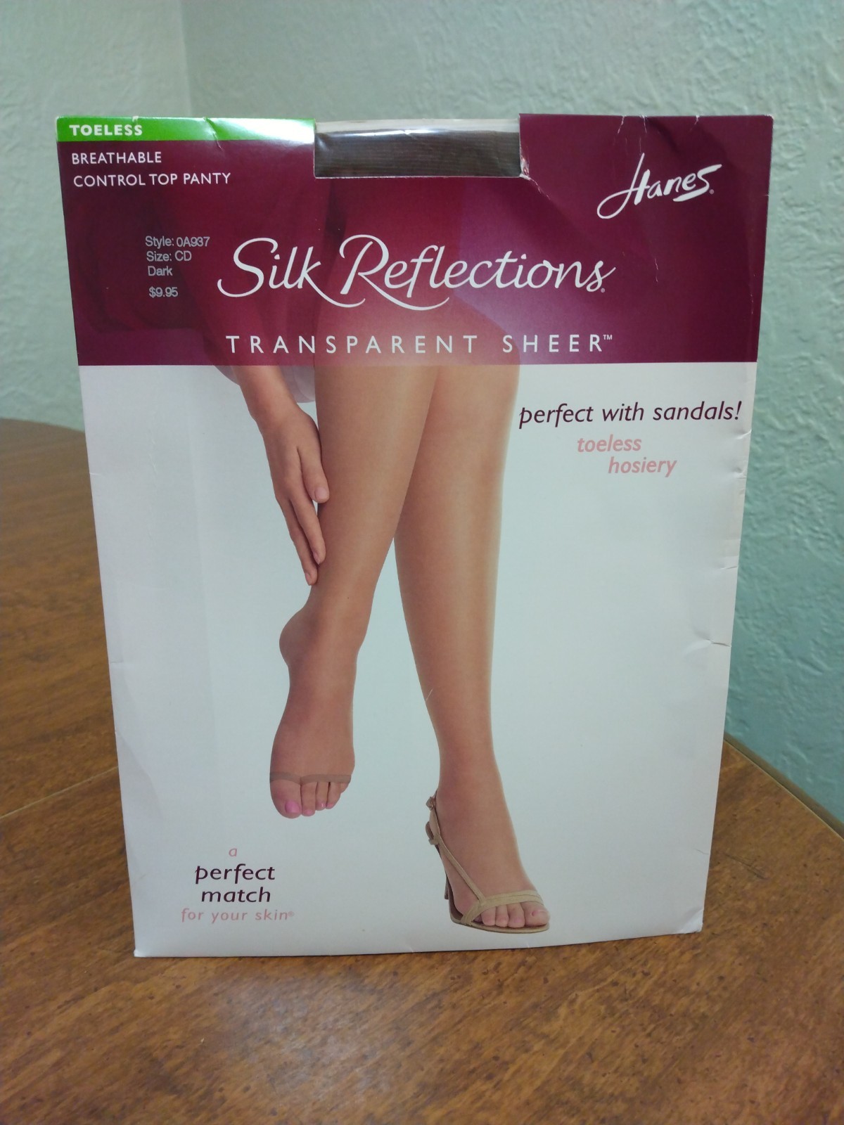 Hanes Silk Reflections Control Top Toeless Pantyhose Color Dark Size CD NOS