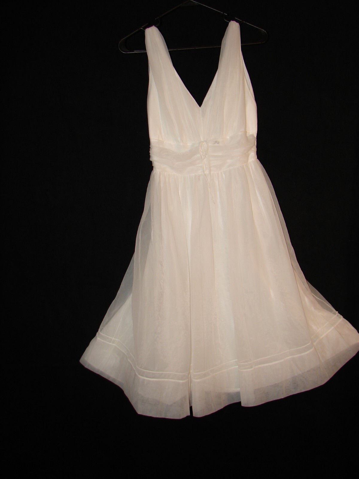 Vintage Shadowline Sheer Chiffon 2 layer White Wedding Nightgown Size 34