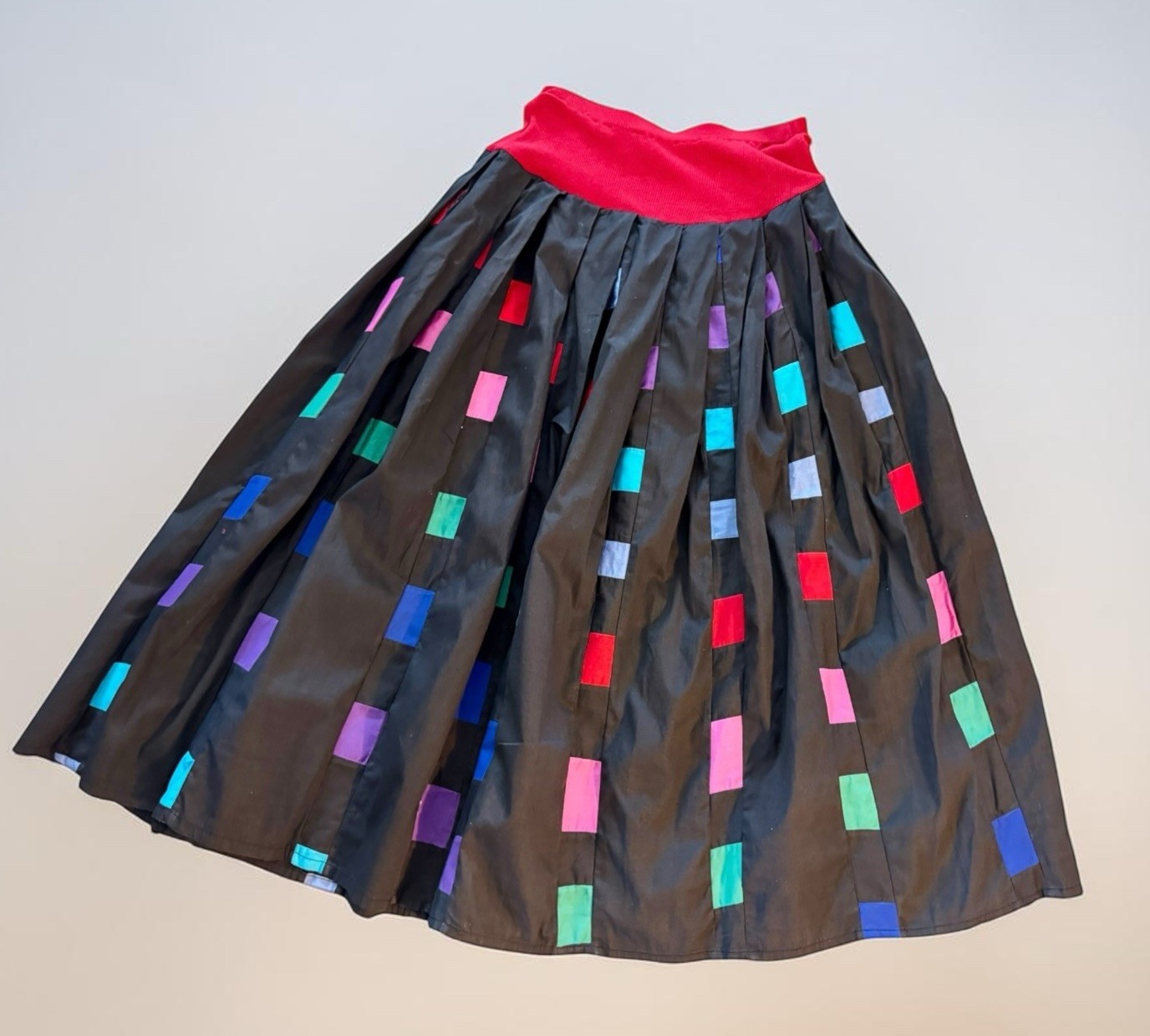 Vtg 80s Pegaso Quilted Patchwork Full Sweep Skirt Midi S/M Mexican Folk Art 90s