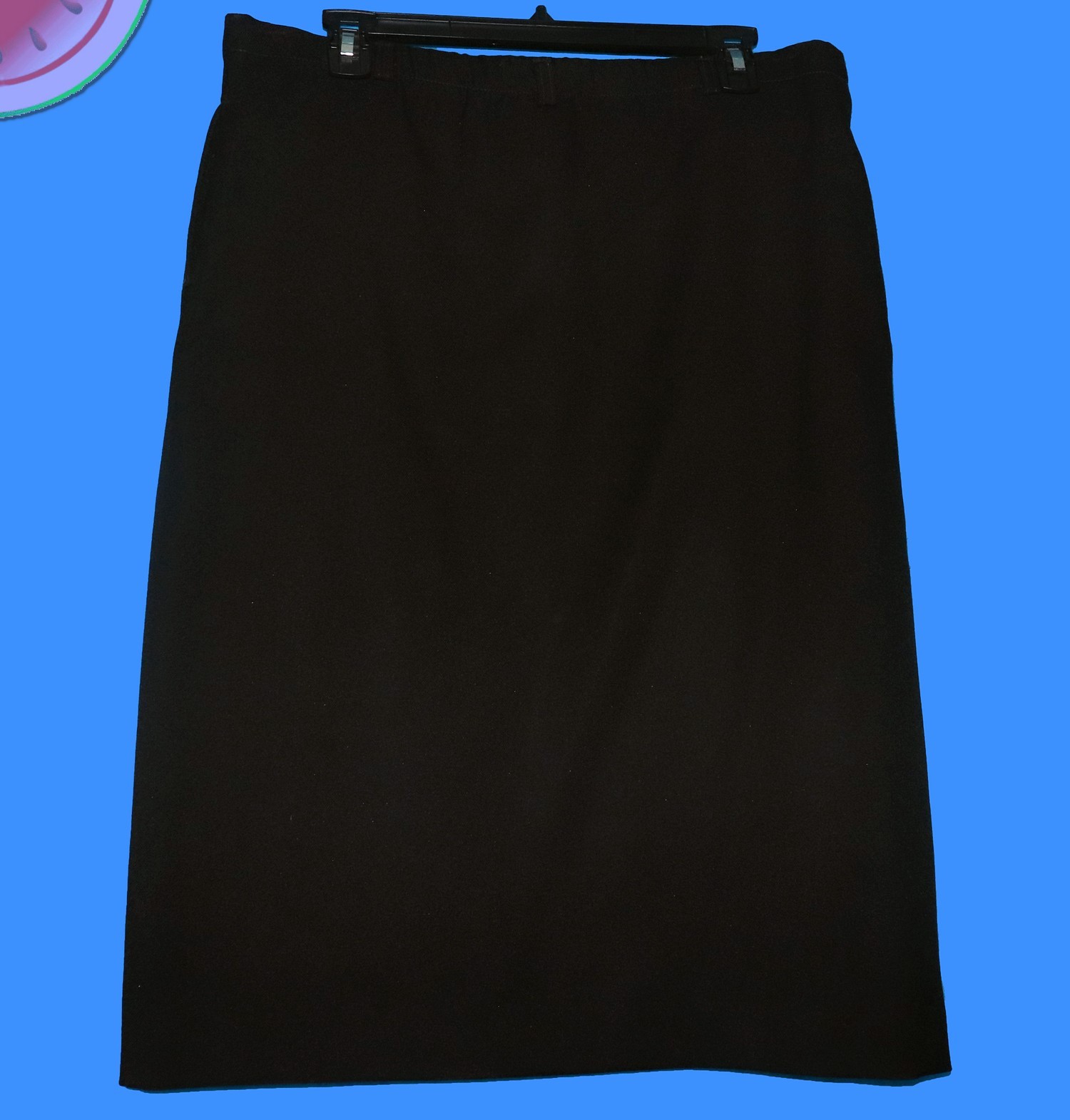 Vintage 70s BRADLEY Black MIDI Pencil SKIRT Size 10 Elastic Waist Pockets USA