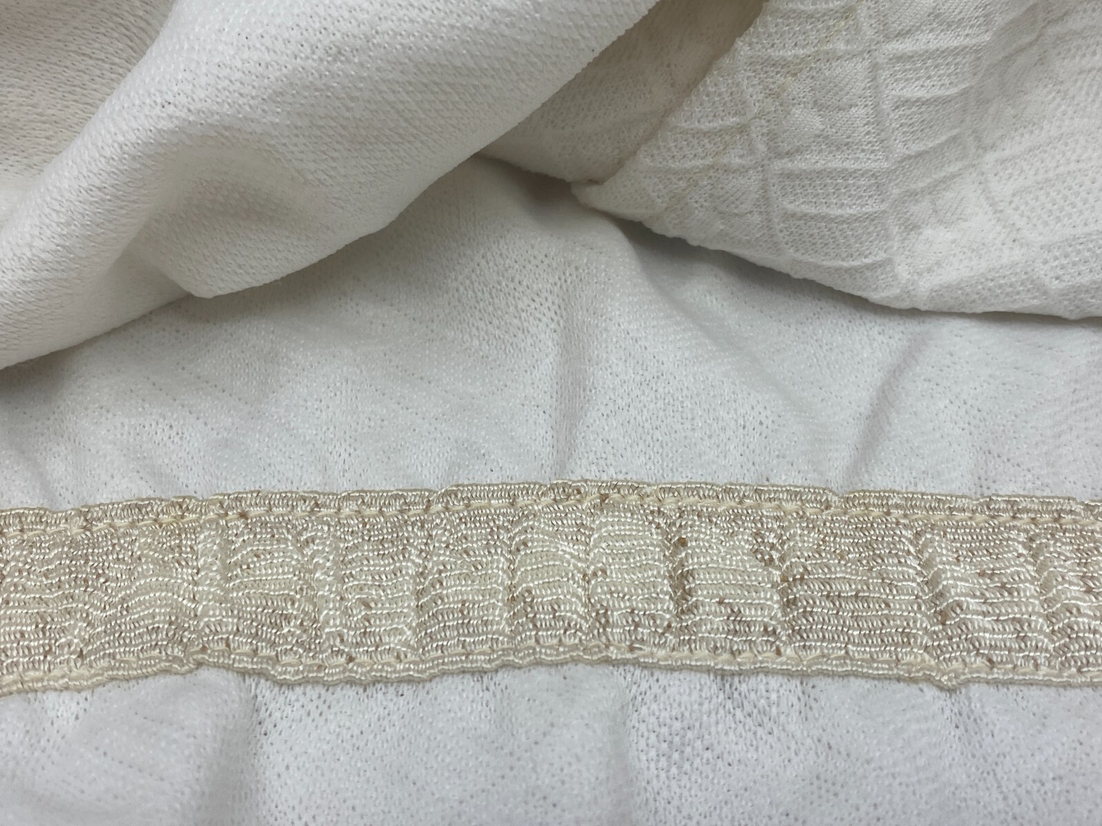 Vintage 1970s Double Knit Polyester Jacket Women Sz Large White Button Tie Close