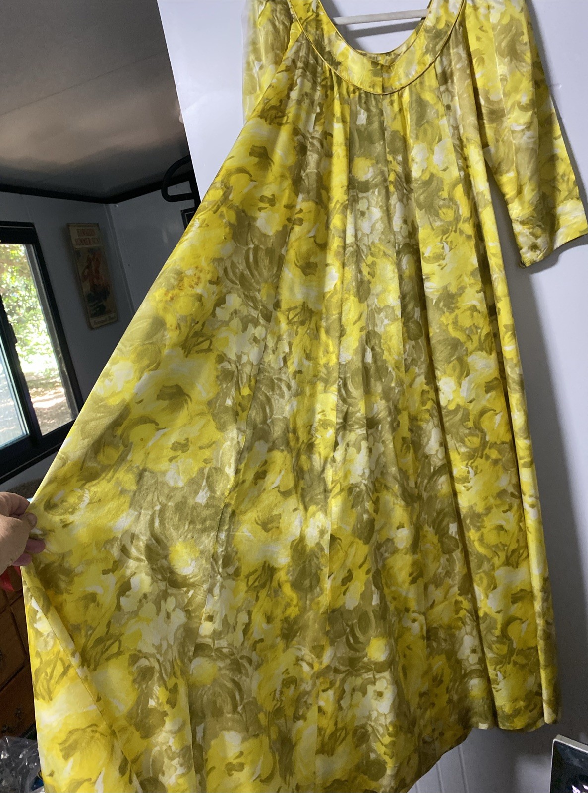 Vintage LIBERTY HOUSE KIYOMI Yellow Floral Long MuuMuu Dress Women’s Size XS