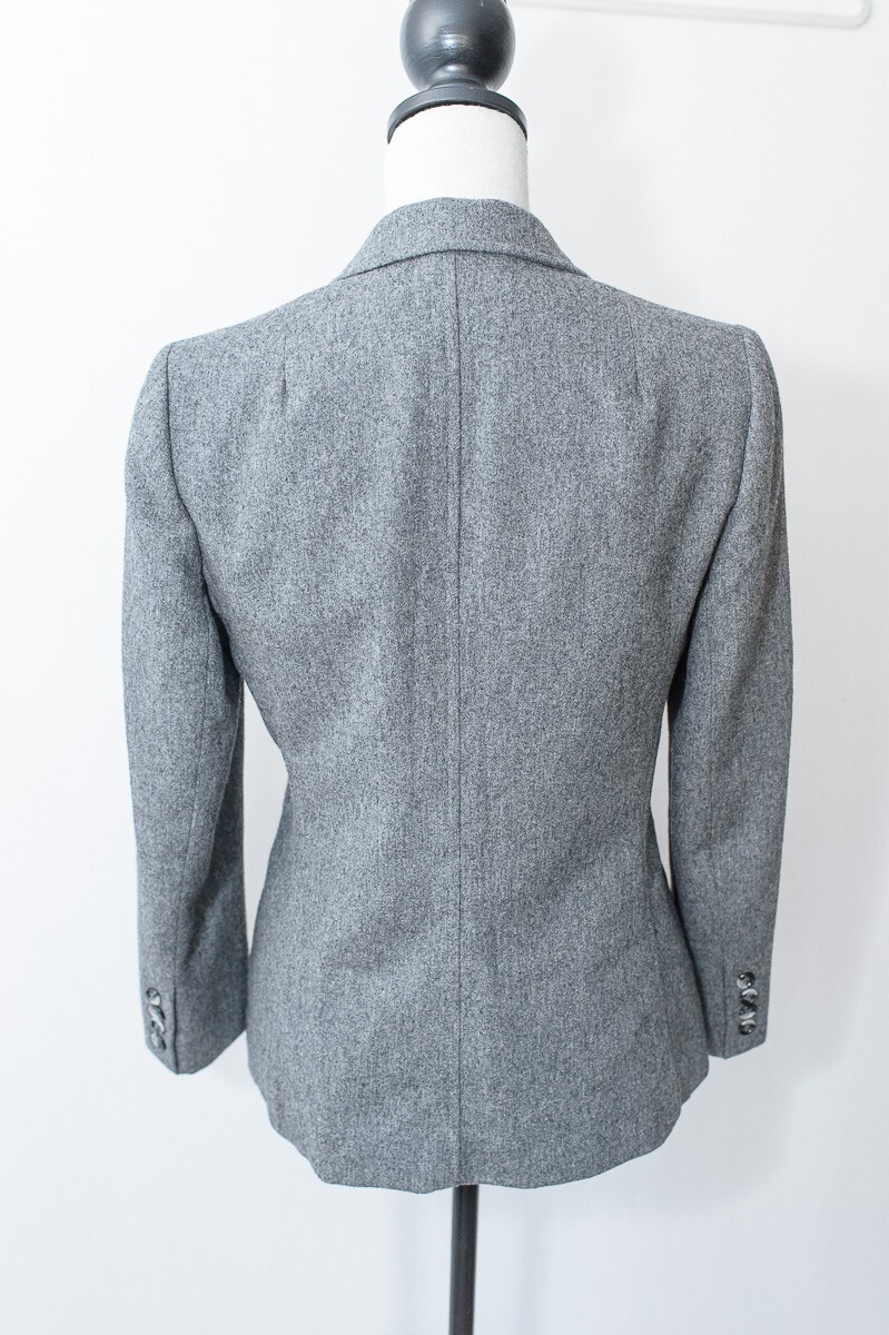 Evan Picone Blazer Jacket 12 Union Made 80s Petite Pure Wool Gray 12 preppy