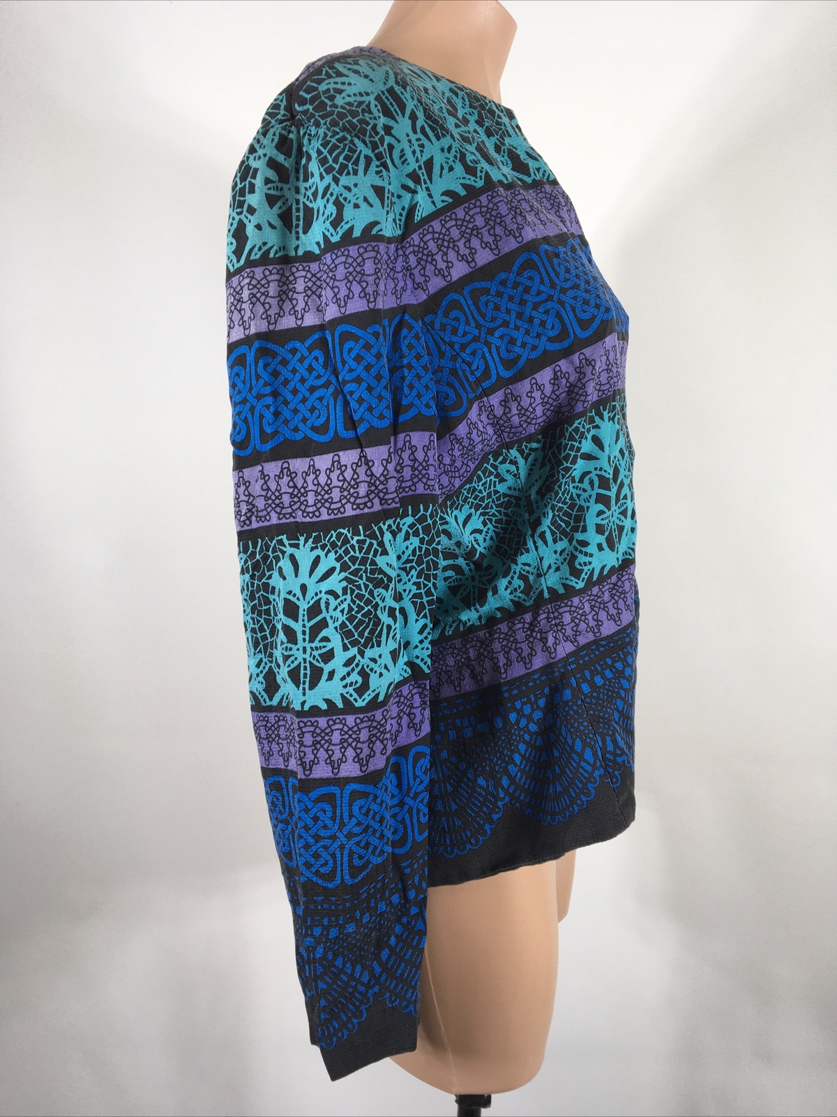 Vintage Cropped Adrianna Papell Talbots 14 Silk Skirt Suit Jacket Lined Blue