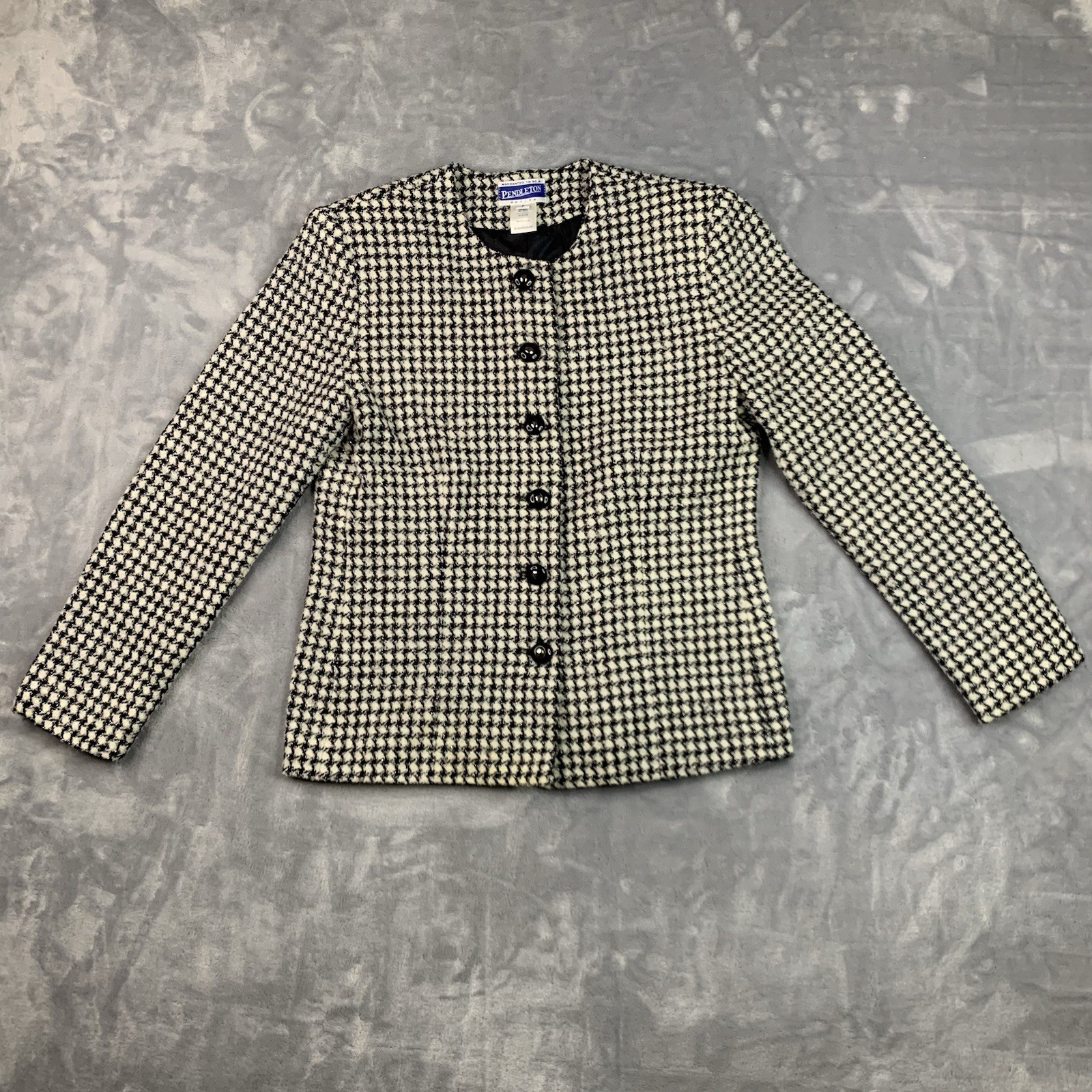 Pendleton Blazer Women’s 2 Houndstooth Wool Black and White Jacket Vintage USA