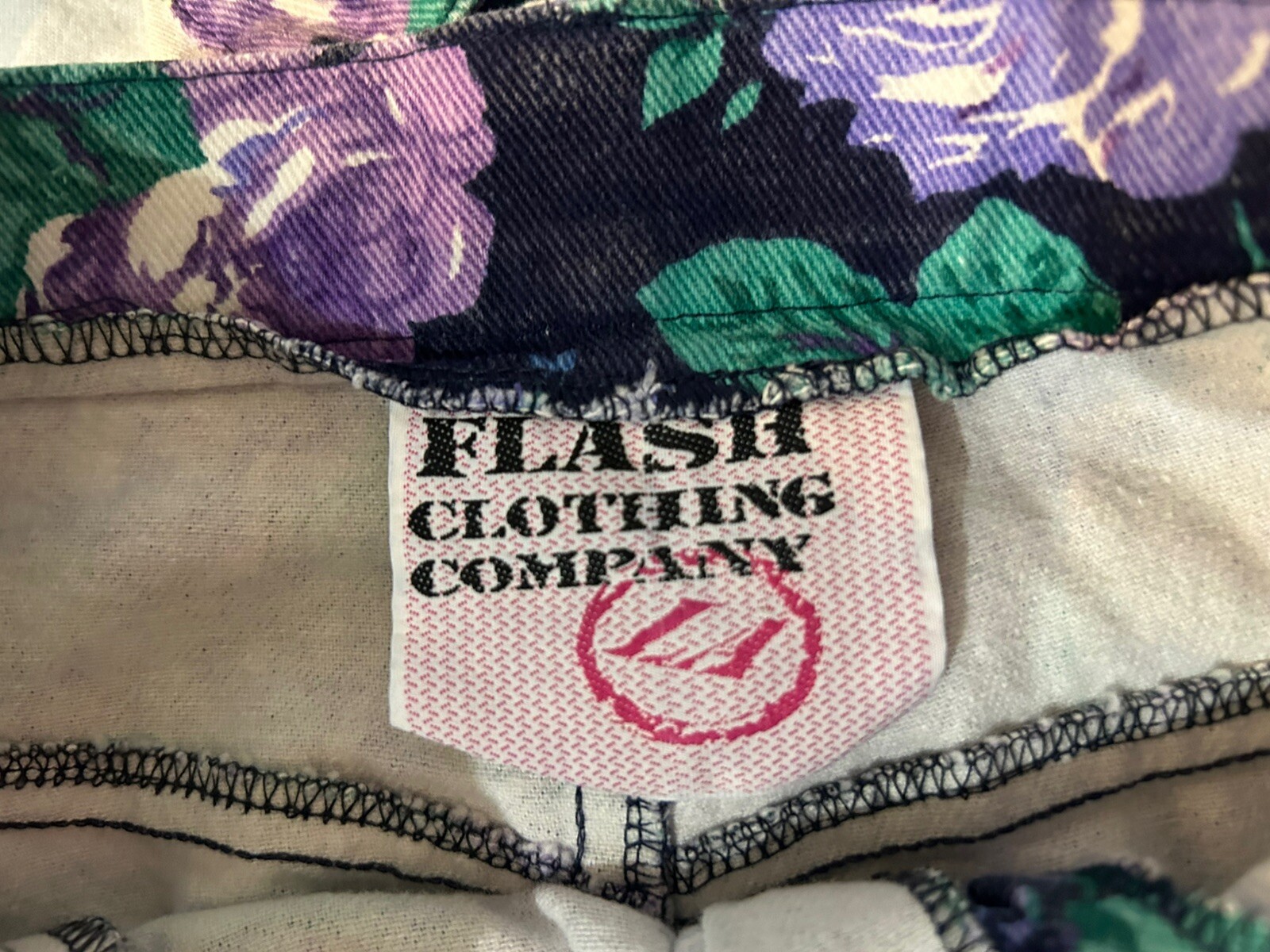 Flash Clothing Company LA 80s Denim Floral High Waist Skirt Size 9 Jacket Sz M