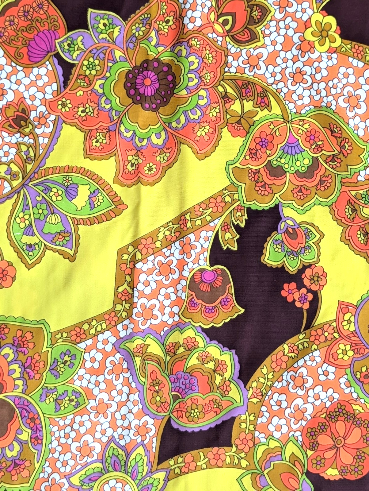 Vtg 70s Catalina Maxi Dress Psychedelic Mod Print Resort Wear XS Built-In Bra