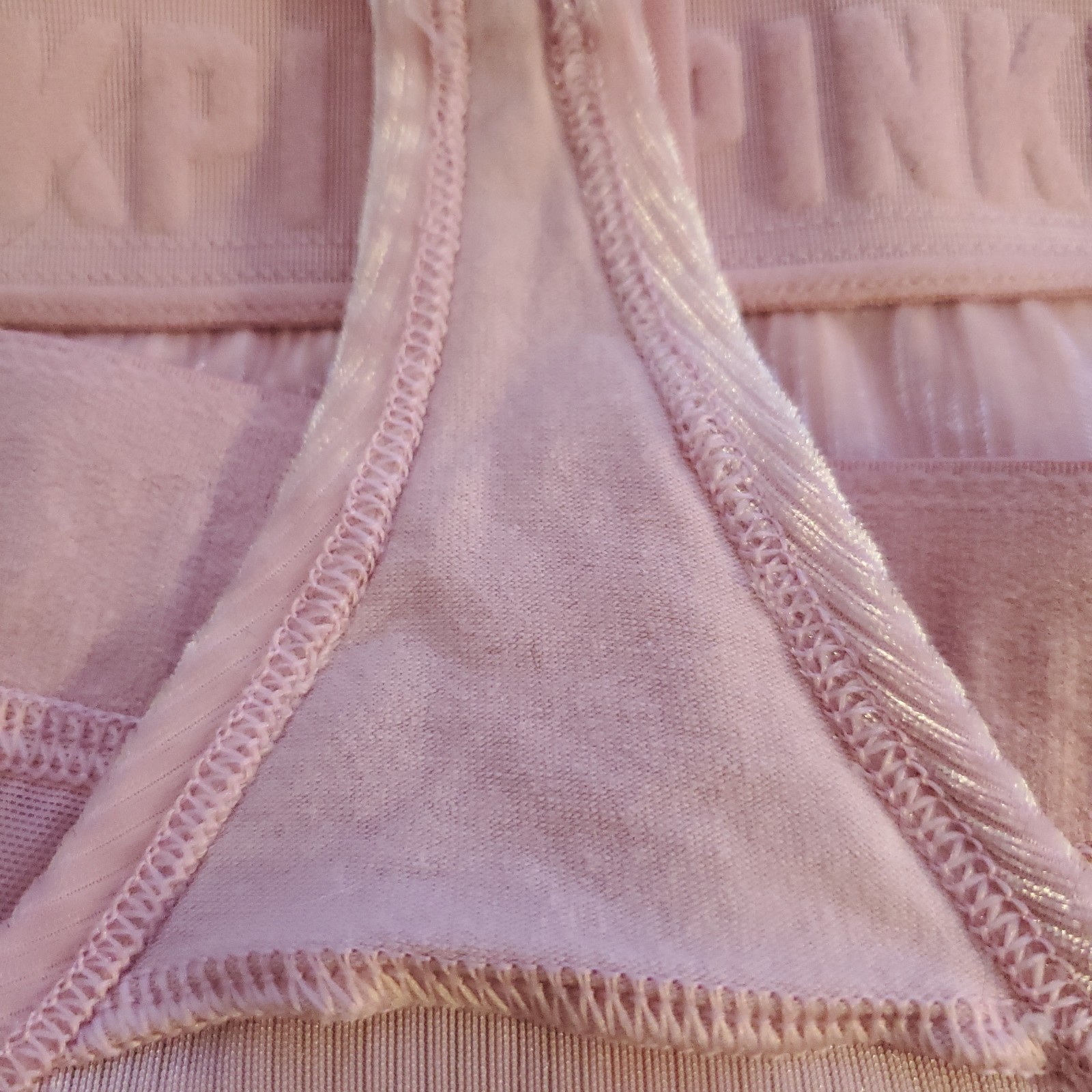 Victoria’s Secret PINK Dusty Rose Pink Ribbed Velvet Bikini Panty Logo Large L