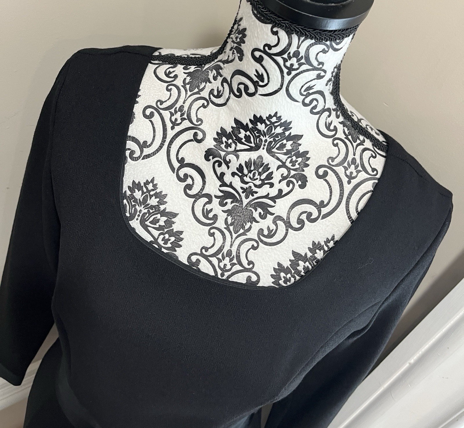 VTG Laura Ashley Black Dress Bow Front Satin Trim Audrey Hepburn 50s’ Sz 6