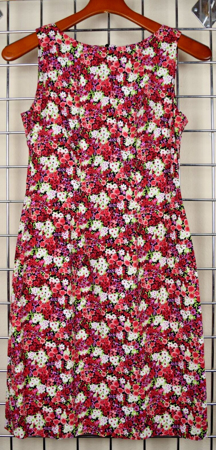 Vintage Mini Dress CDC Size S/M 90s Black Cherry Red White Green Floral Cotton