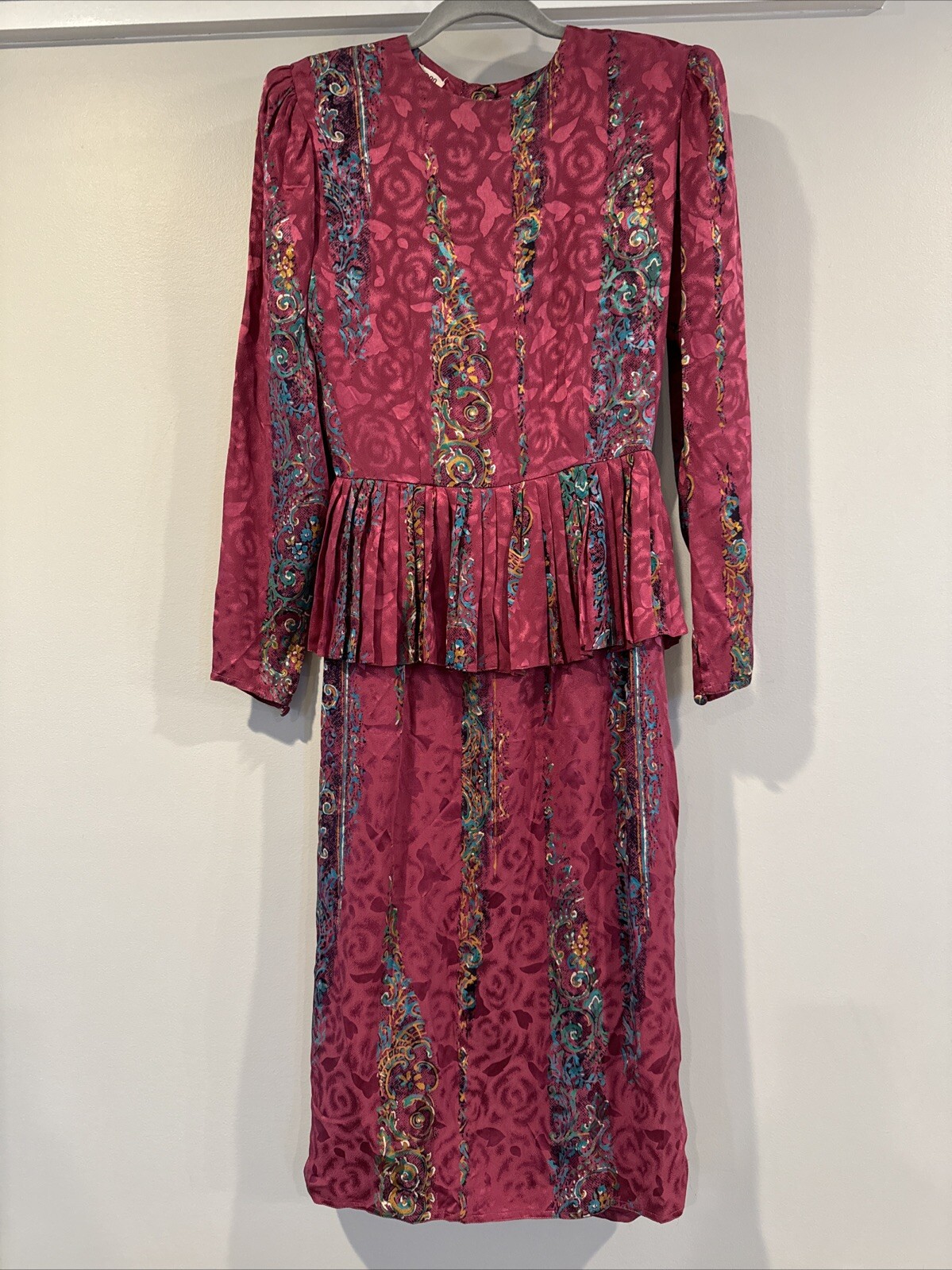 Vintage Maggy London by Jeannene Booher 💯 Silk Dress Rose Floral Sz 6
