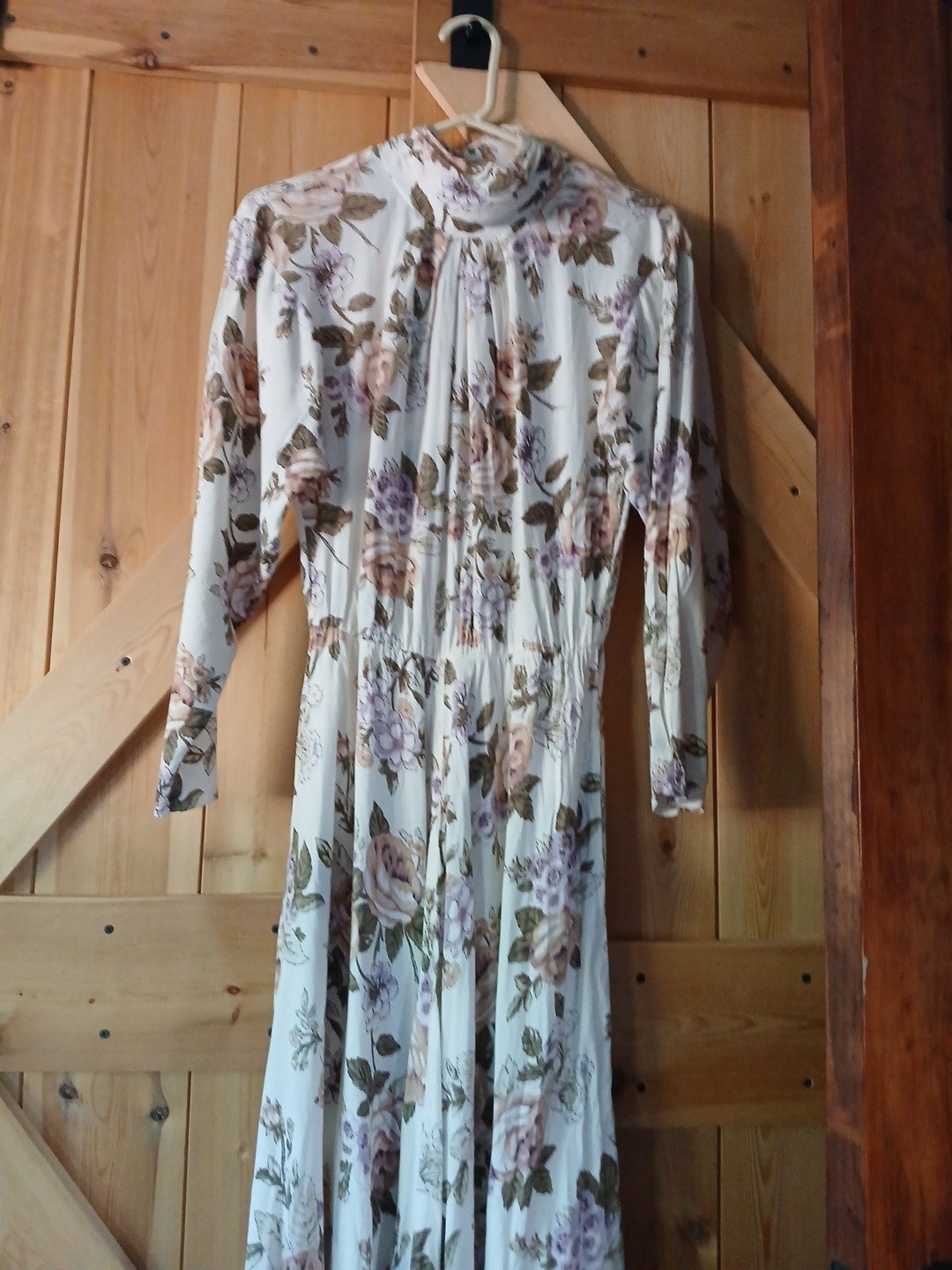 Vtg ED Michaels Long Sleeve Midi Floral Summer Rayon Button Back S/M 5/6 36″