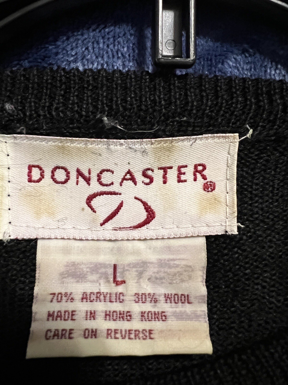 VTG Doncaster Sweater Women LG Black Bedazzled Neckline Wool Blend Castlecore
