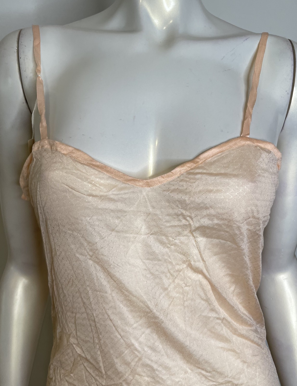 Antique Peachy Pink Pointelle Mini Full Slip S M NOS NWT Lightweight Best & Co
