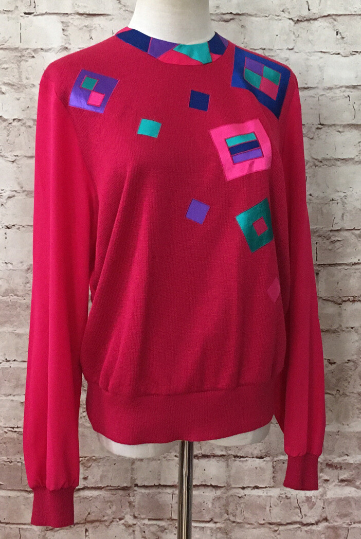 Philippe Marques Vintage Long Sleeve Sweater Blouse Size 10 Pink
