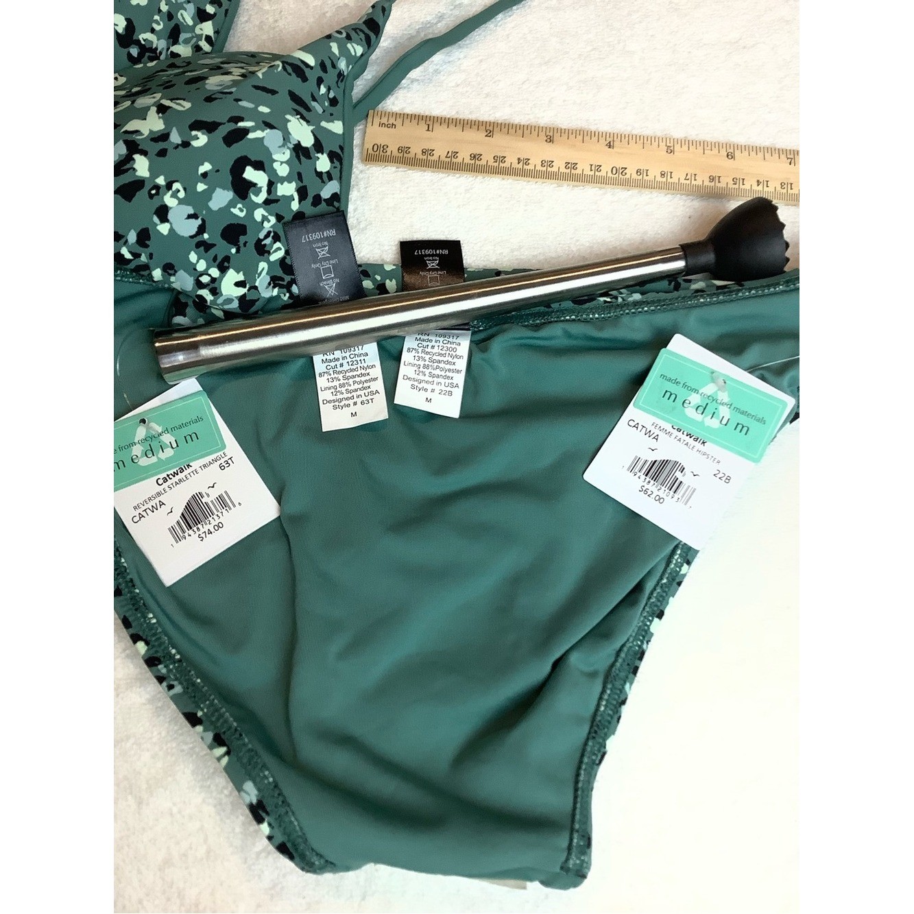 NWT sz MED Sunsets Reversible Catwalk Starlette Triangle and Hipster Bikini Set