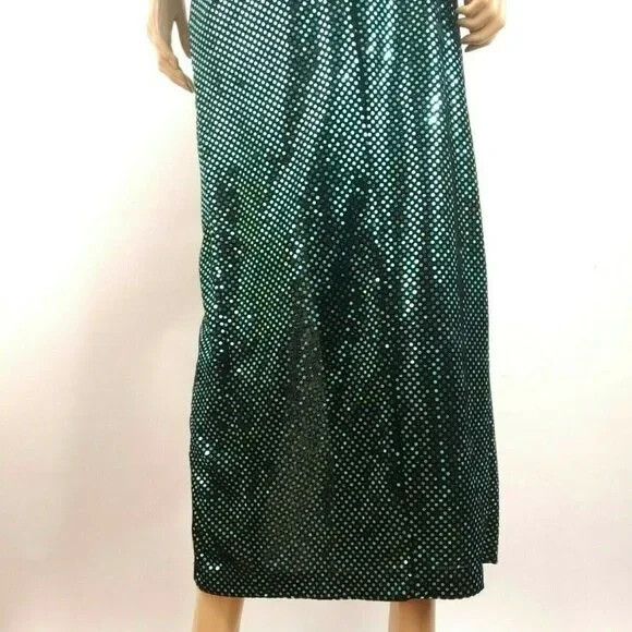 Vintage 90’s LA Glo Black Beaded Velour Formal Prom Dress Size 3/4