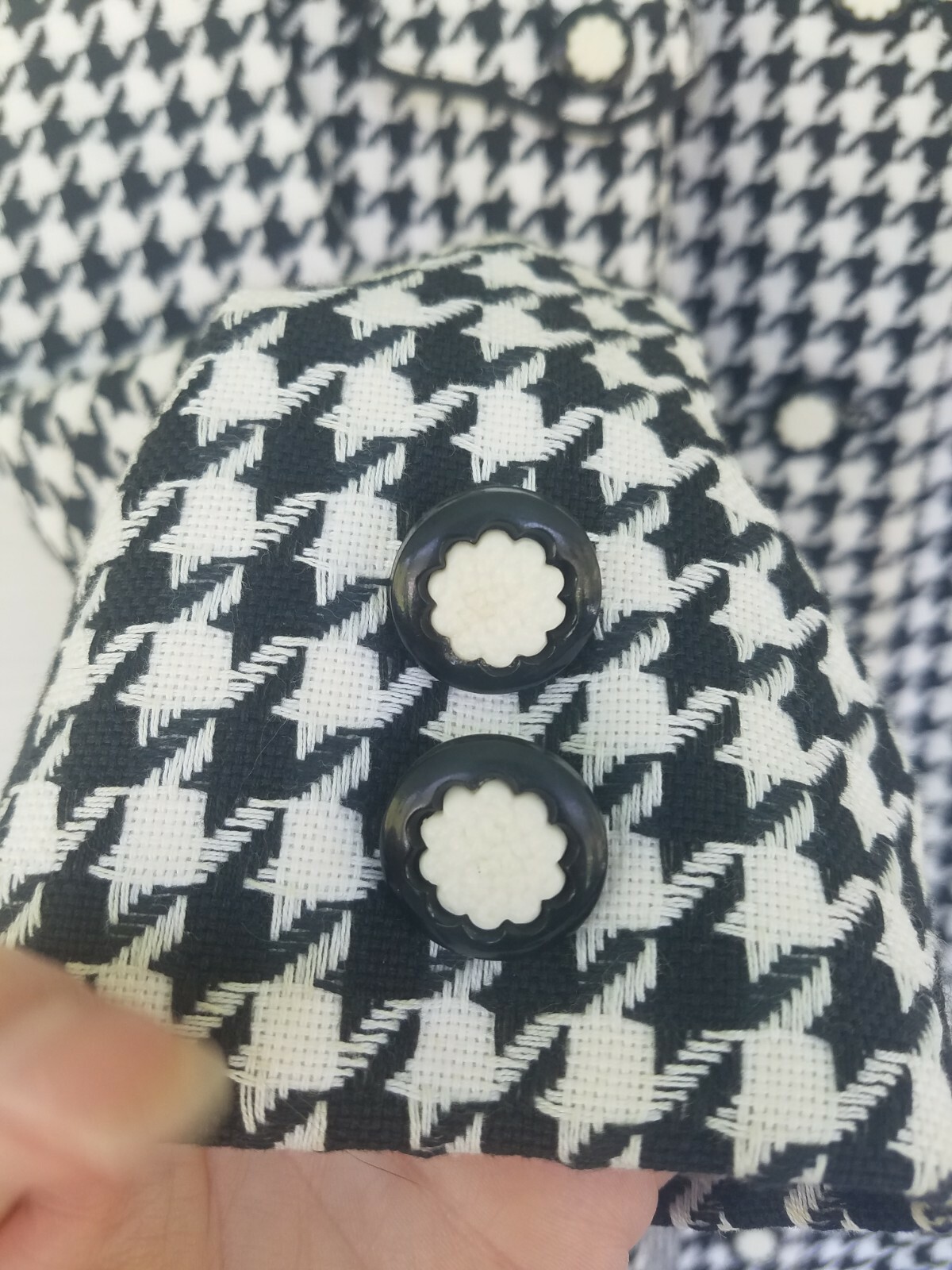 Womens Houndstooth Peacoat Jacket Vintage 50s 60s S/M Thalhimers Union Made