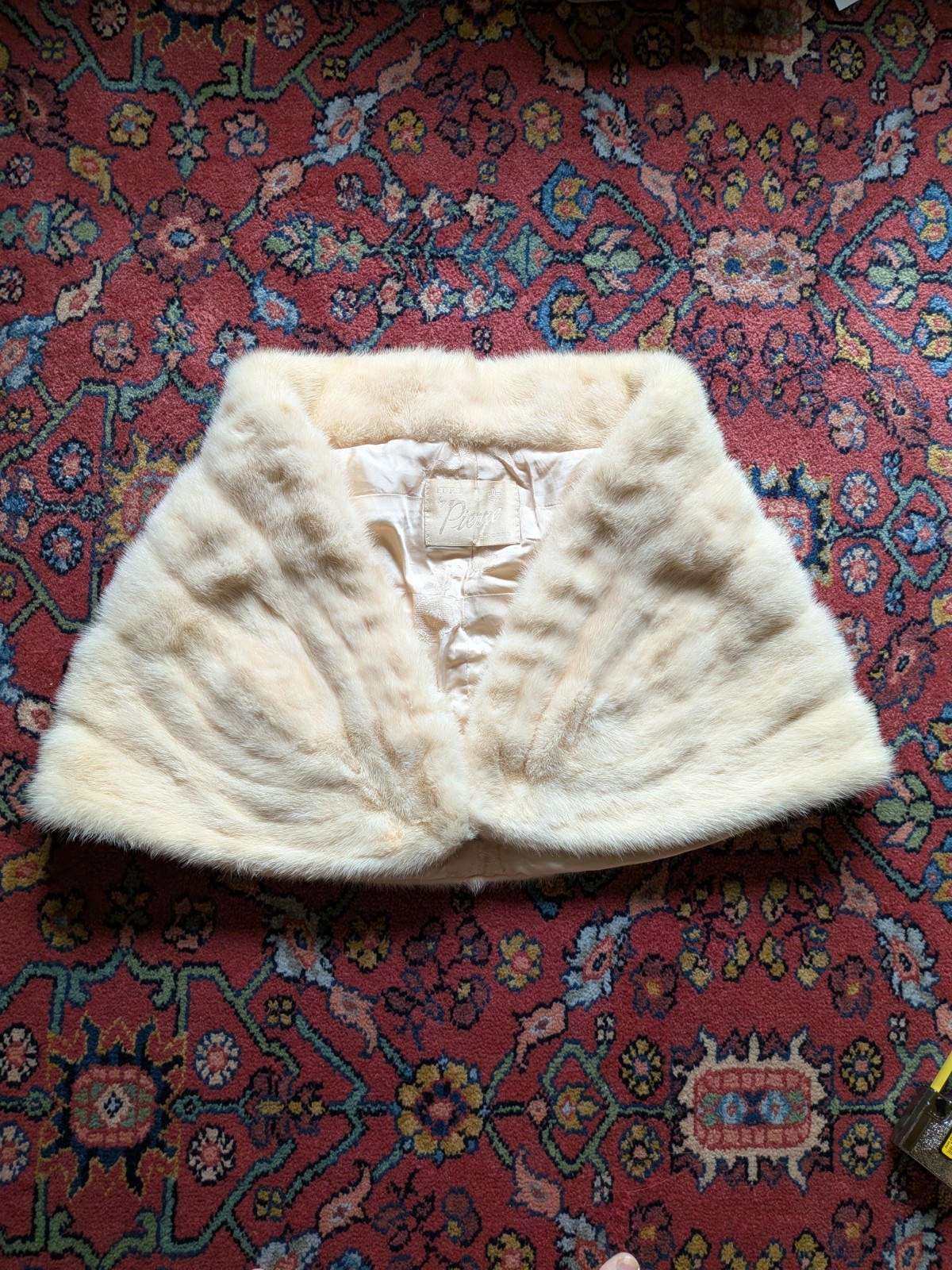 Vintage Mink Fur Stole Wrap Shawl Bolero Cover Up Shrug Cream White Wedding