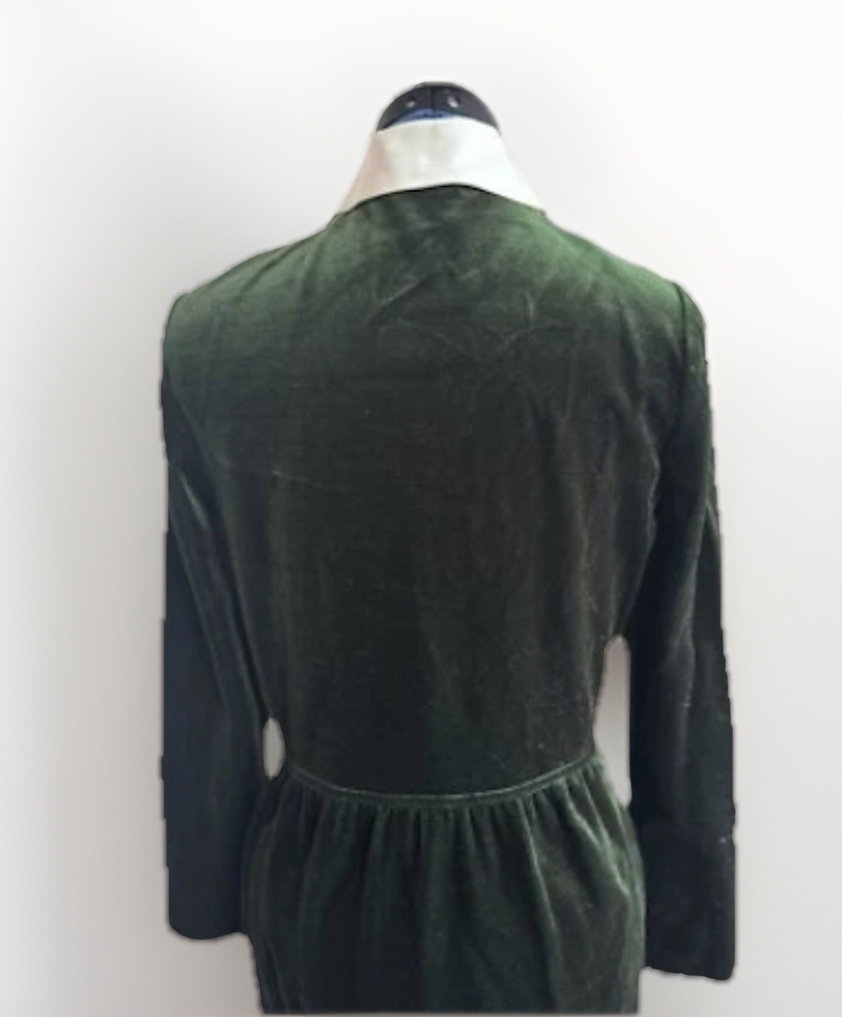 Vtg 90 The Kollection Button Down Shirt Dress Green Velour Velvet Lolita Goth