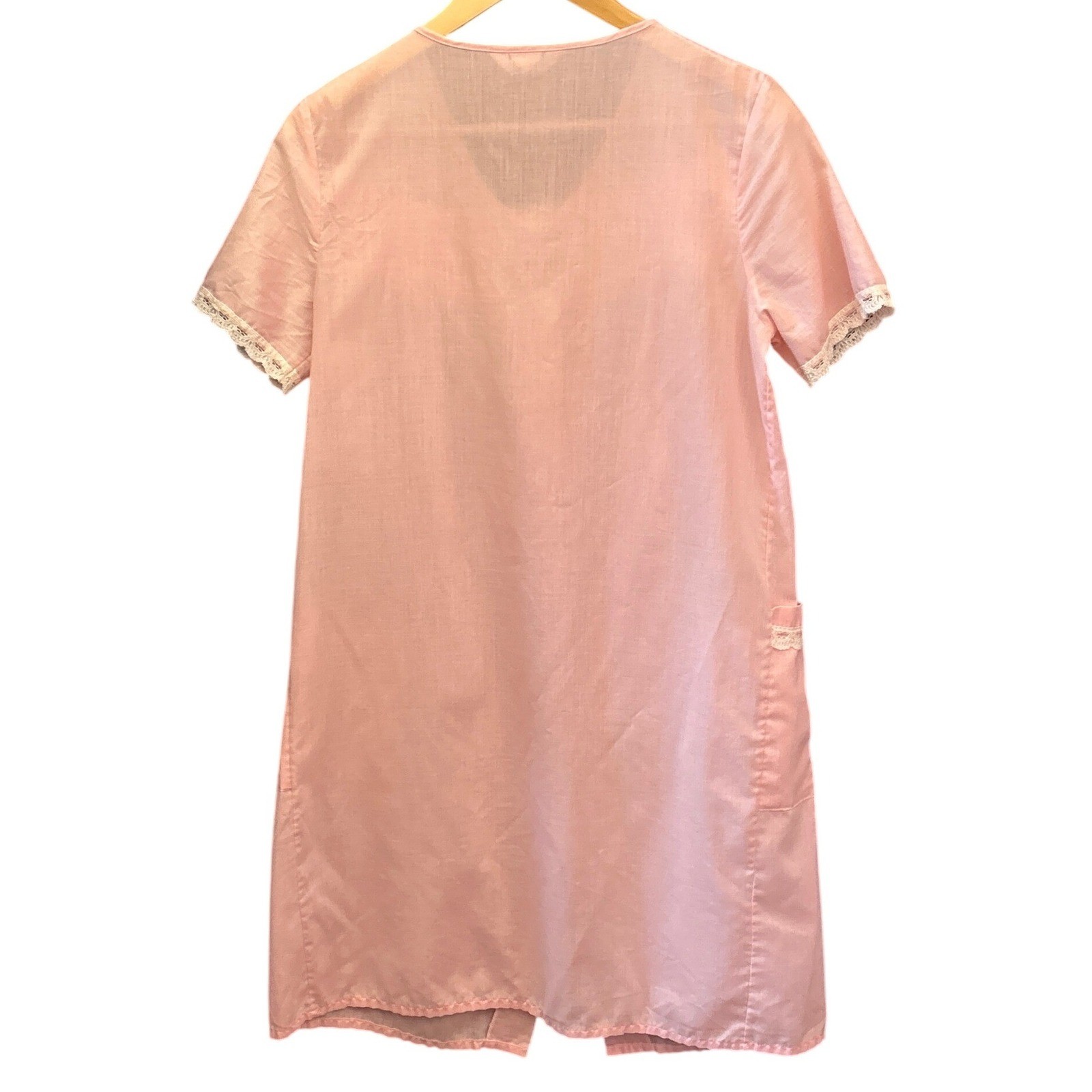 Vintage Sears House Dress Cottagecore Grannycore Pastel Smocked Pink Button Up