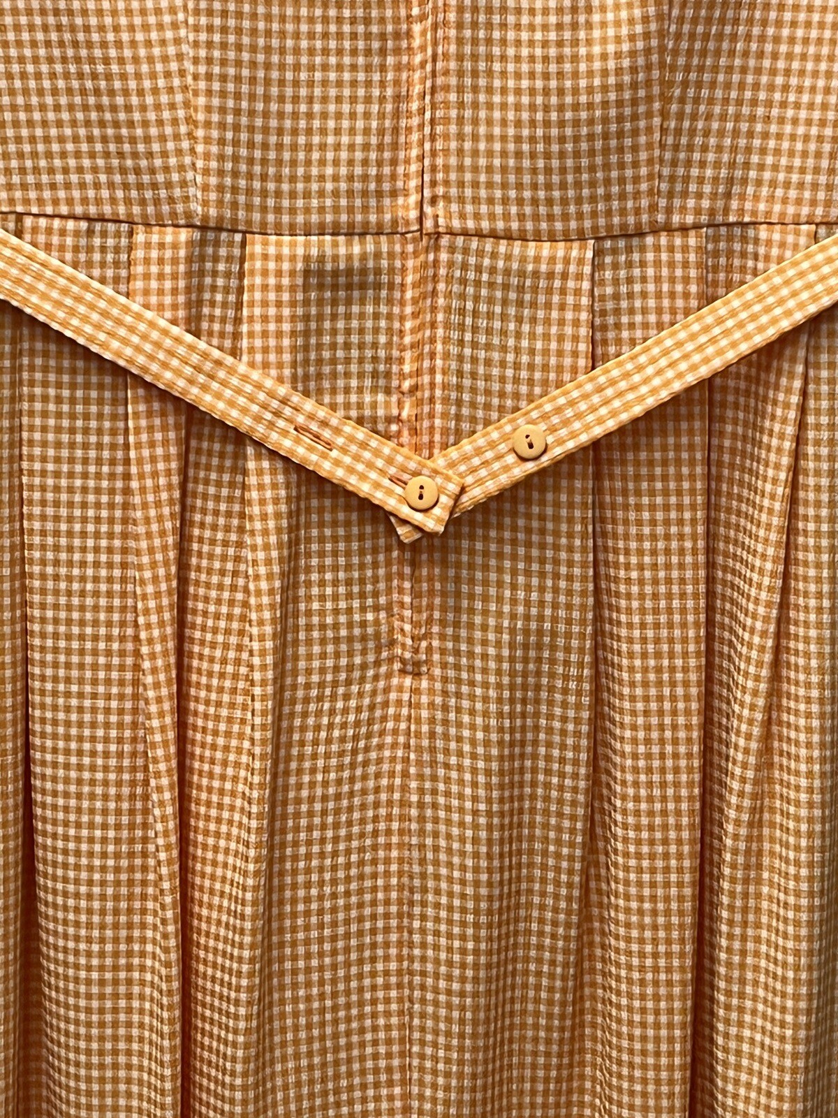 Vtg Sophia Rose Sz 10 Orange Daisy Check Midi Modest Dress Cottage Granny Core