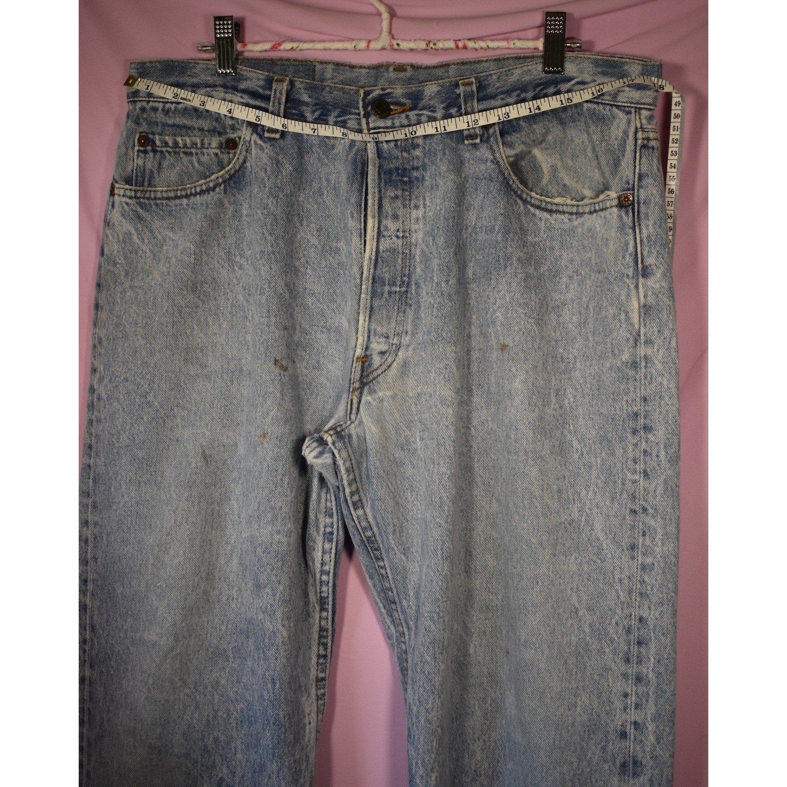Vintage Levis 501 Light Wash Straight Leg Jeans Made in USA W36 L34 520 06