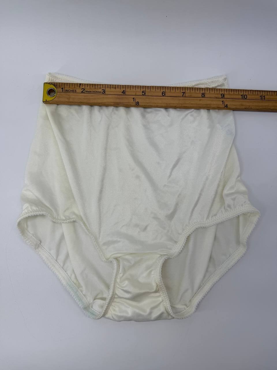 Vintage Woolite Silky Hi Cut Brief Panties Ivory Nylon Lycra Size 00L USA
