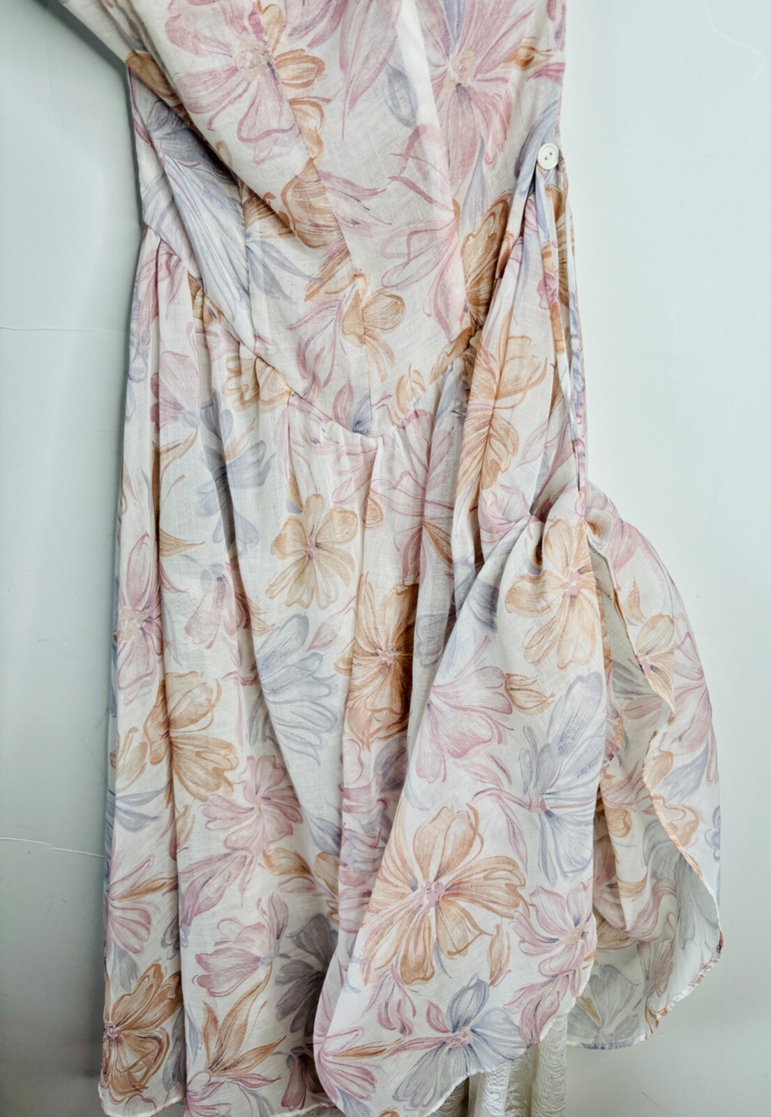 VTG 80’S FLORAL PRINT PASTEL SWEETHEART NECKLINE PRAIRIE COTTAGECORE DRESS*S