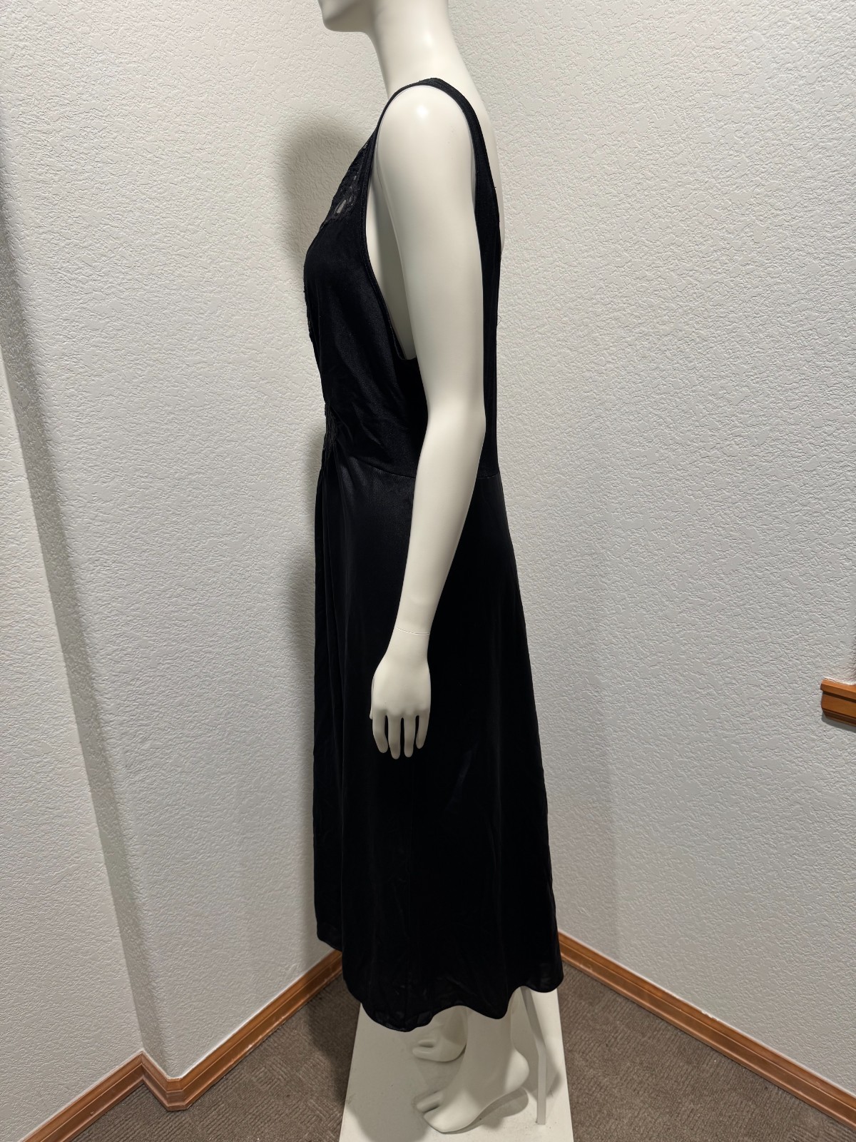 Vintage Vanity Fair Womens Midi Slip Dress Nightgown L Nylon Lace Lingerie Fairy