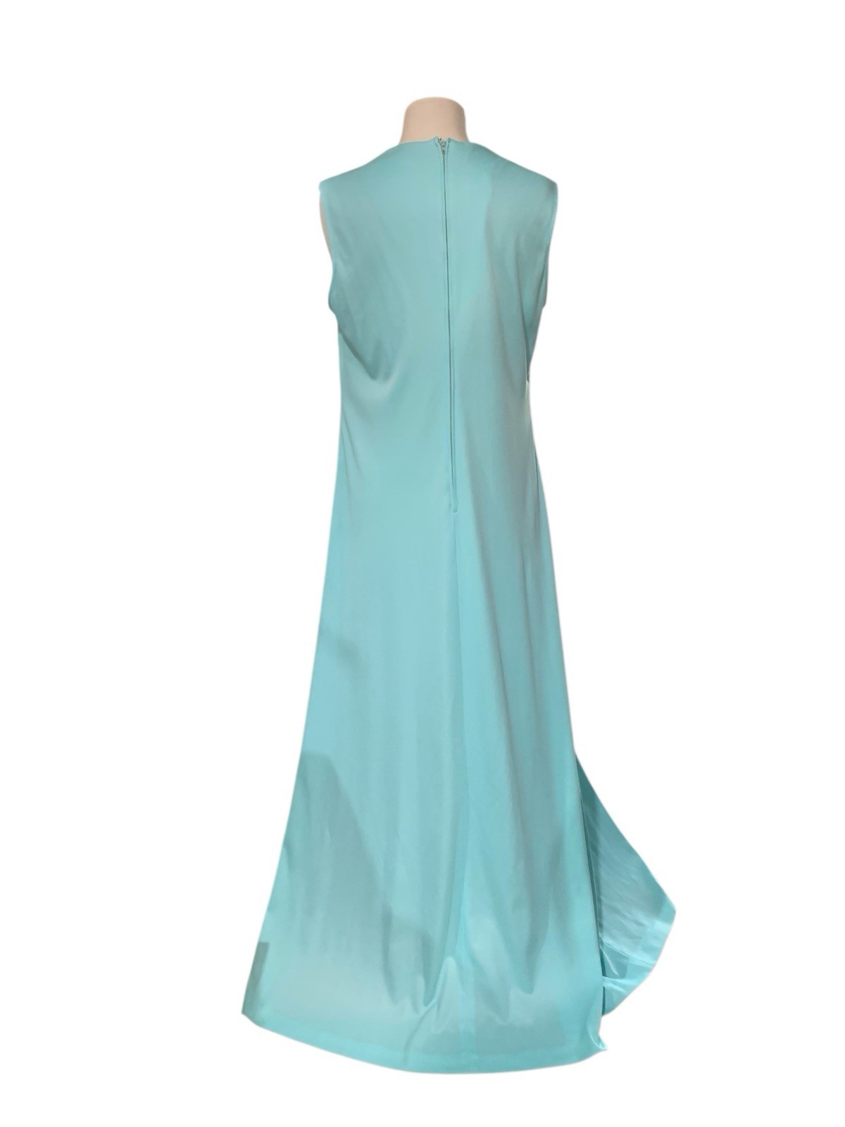 Lilly Lynn Vintage 70’s Light Blue Sleeveless Dress With Huge Sweep Size 18 1/2