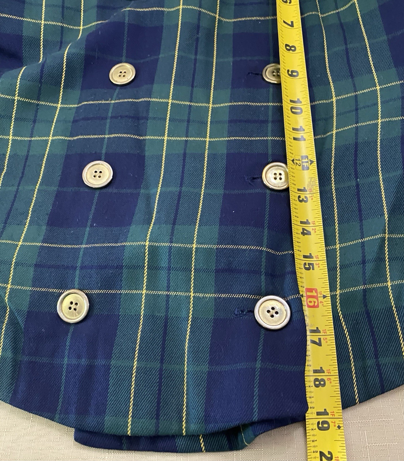 Vintage Ann Taylor Green Tartan Plaid Short Cropped Blazer Jacket 12 USA Preppy