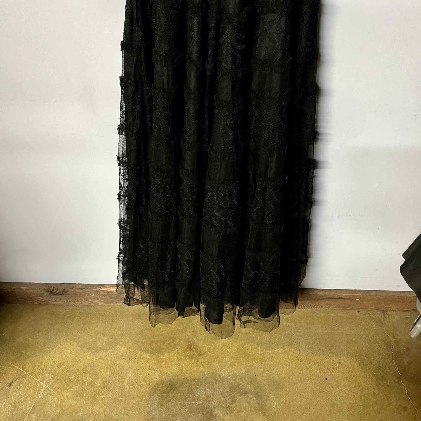 Vintage COUTURE 30s 40s Black Abstract LACE Dress 12