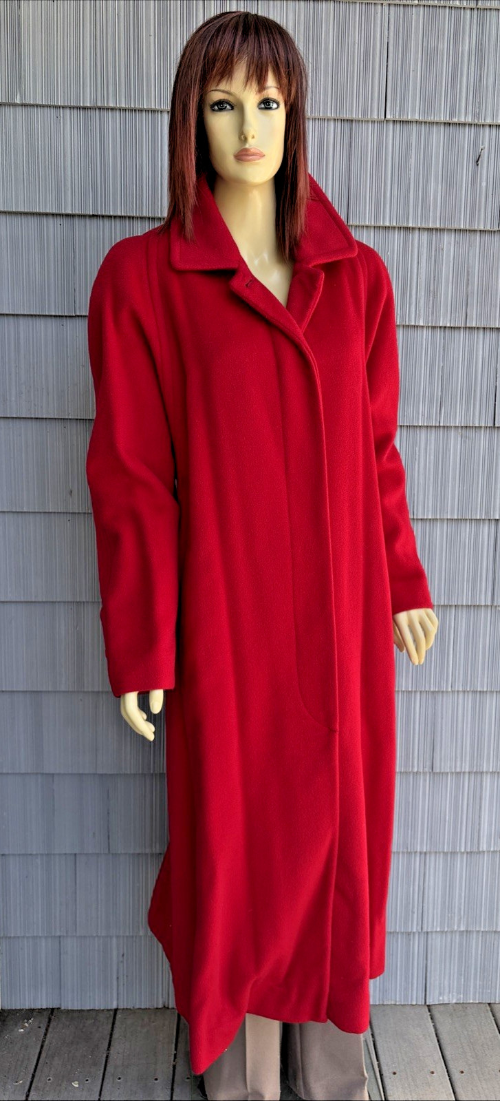 Vintage Perry Ellis Red Wool PORTFOLIO Coat Size 12 with ILGWU Union Label