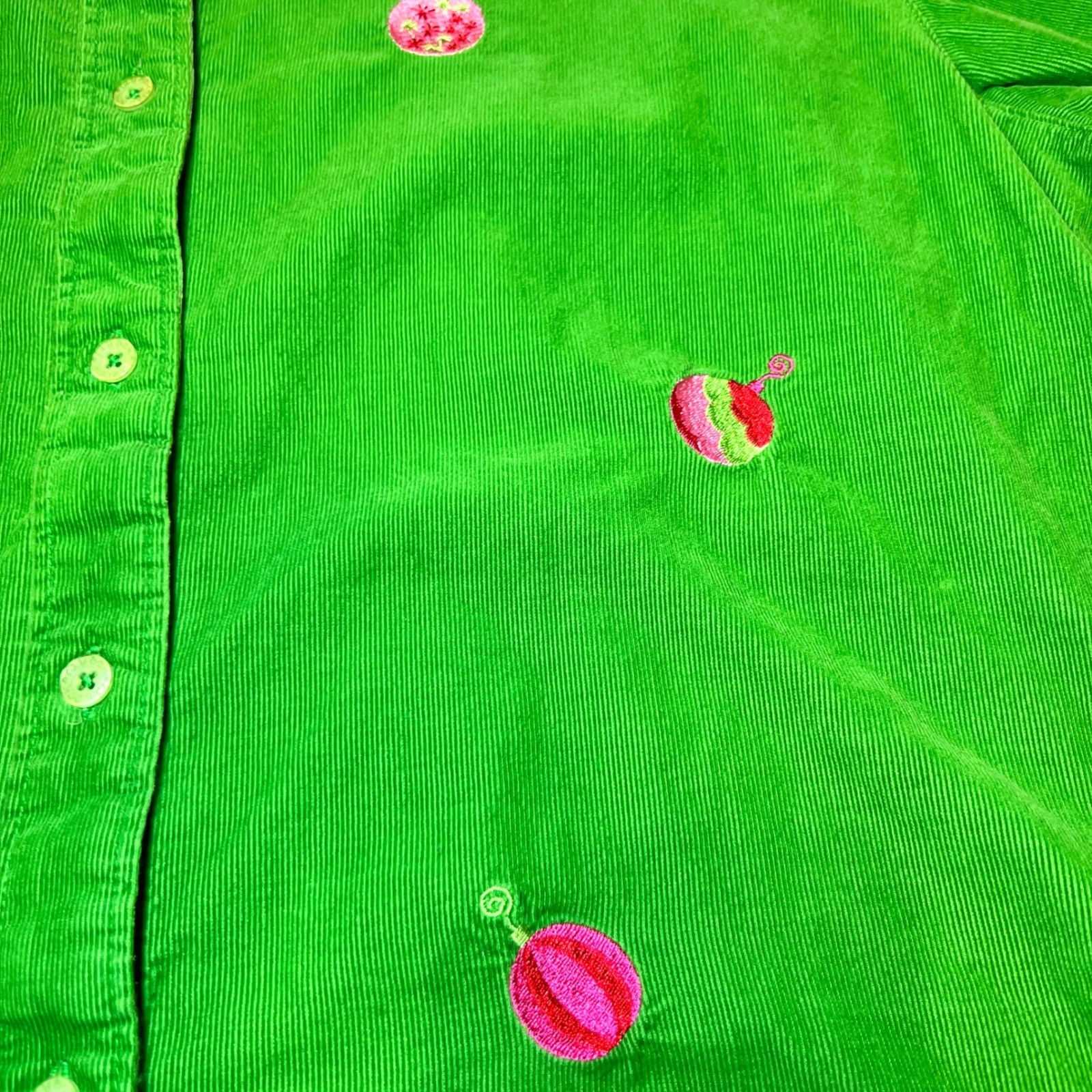 Vintage Quacker Factory Womens Size Large Christmas Ornament Corduroy Shirt
