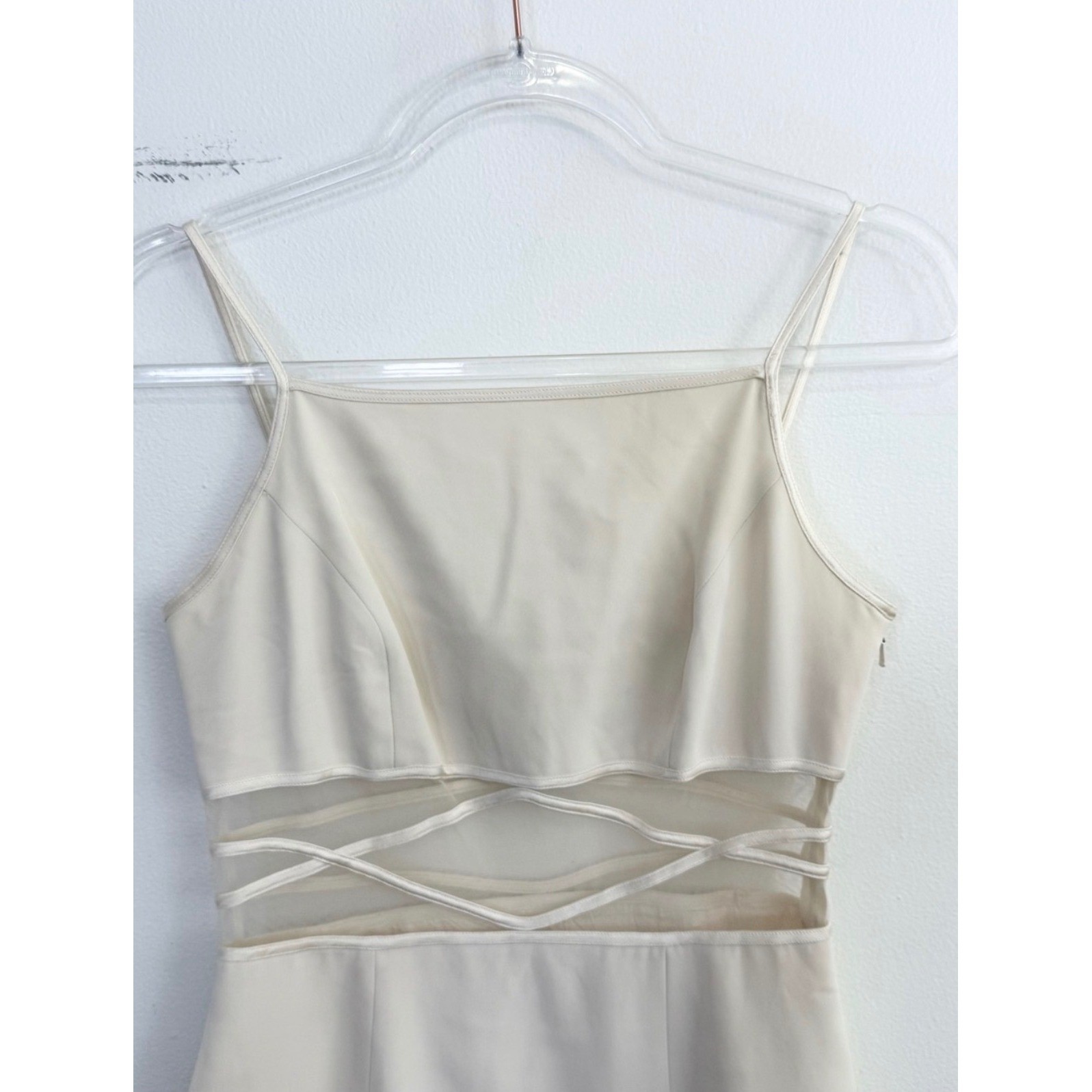 Vintage Y2K Cache Cream Mesh Cutout Mini Dress Size 4