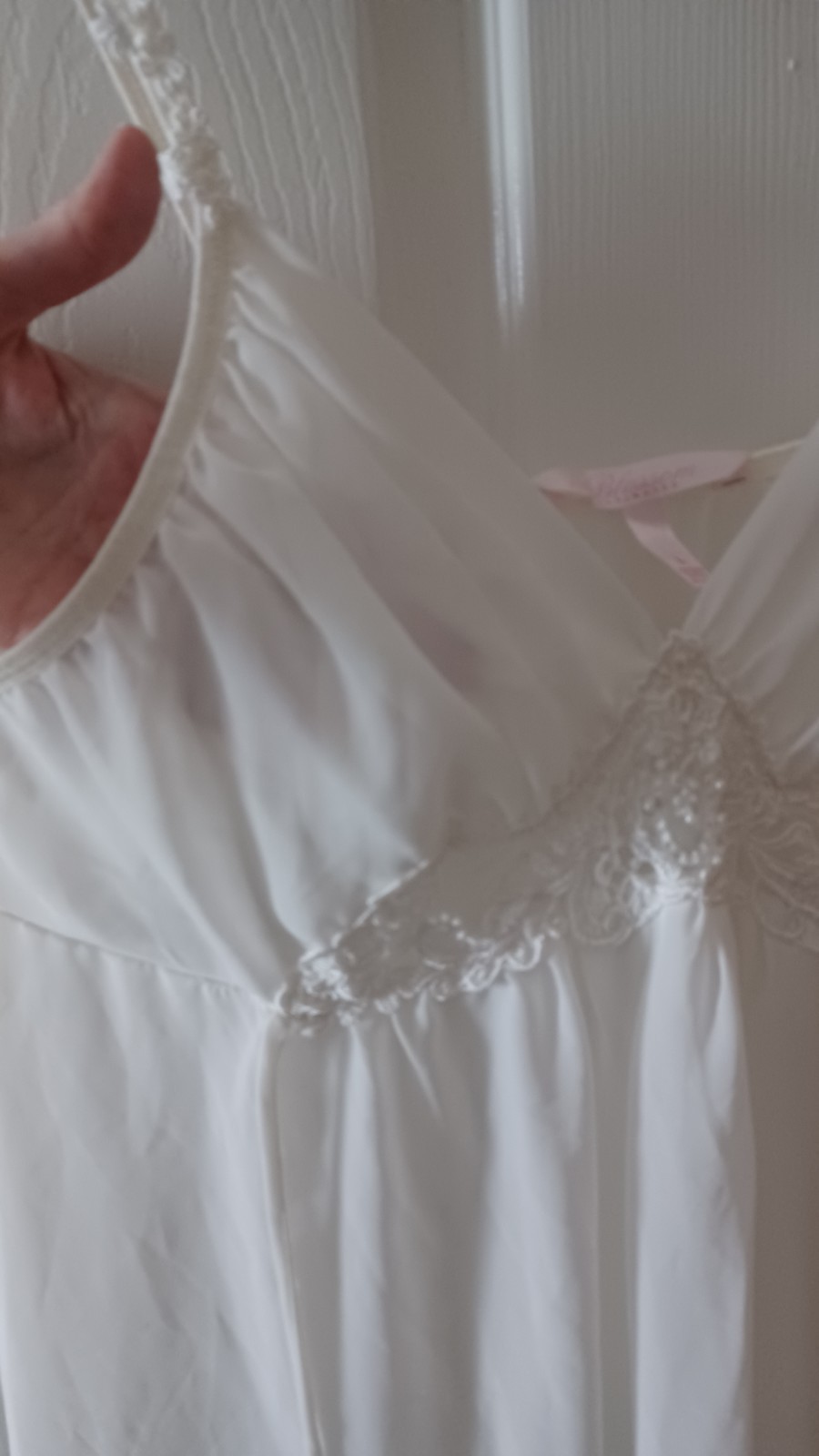 Blossom Intimates White Chiffon Nightgown Large Empire Waist Bridal Semi-Sheer