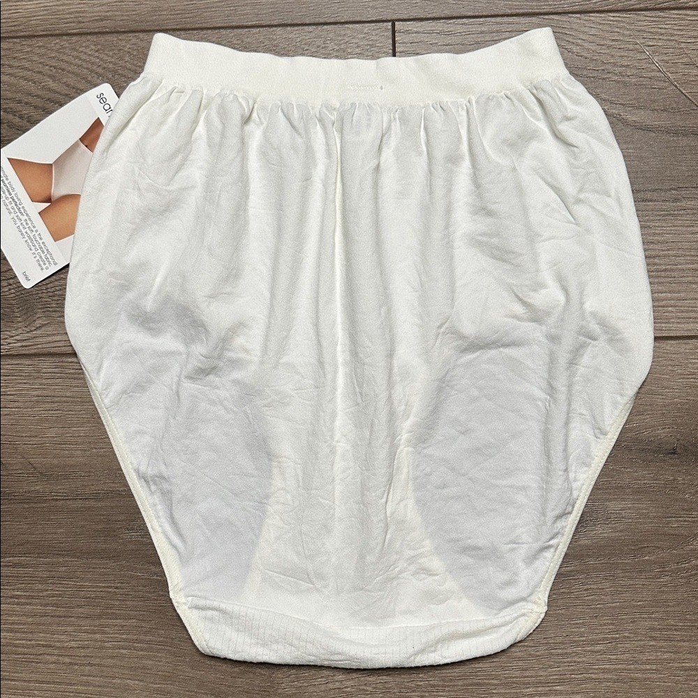 Vintage 90s High Waist Made In USA Seamless Nylon Brief Panty White By Size 8/9
