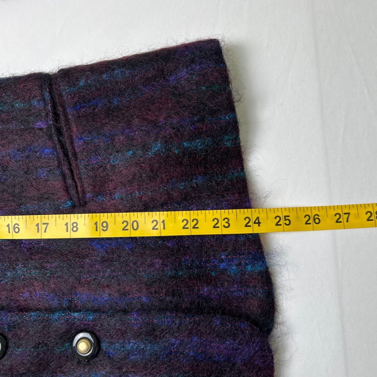 Gantos Women Vintage Mohair Wool Blend Fuzzy Striped Blazer Size 12 Purple Multi