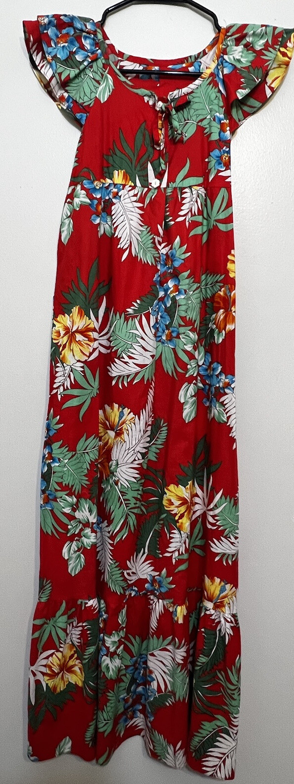 Vintage Nalii Fashions Hawaiian Floral Sleeveless Sun Dress Muumuu Size 14