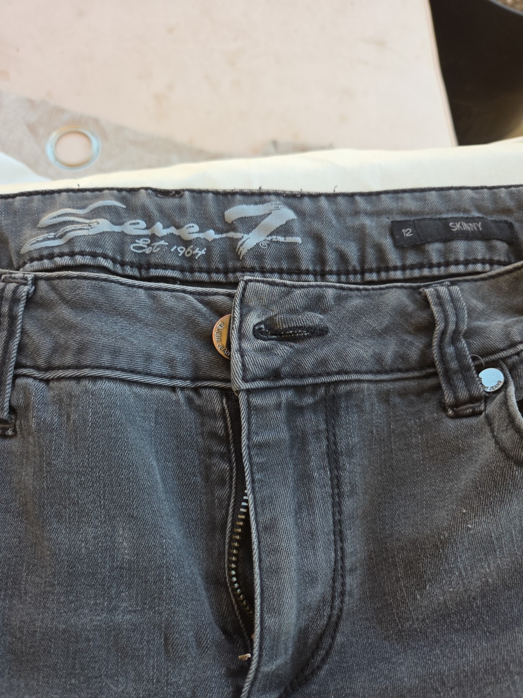 Classic Woman’s Skinny Style Size 12 Jeans Heavy Embroideredy On Both Legs