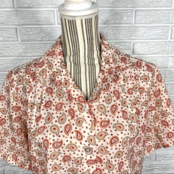 Vintage Cos Cob Paisley Patterned Button Up Shirt Large Extra Large Cottagecore