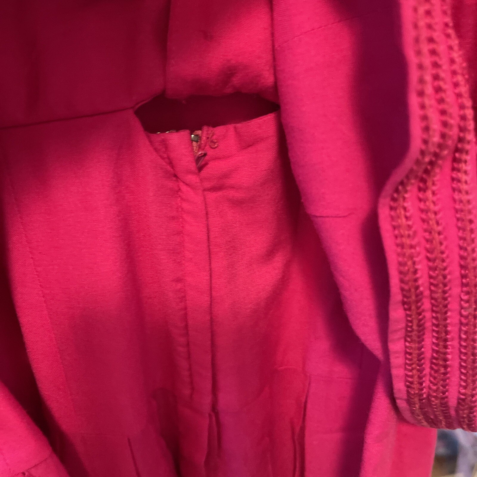Vtg 6 Sarah Elizabeth Long Dress Pink Cord Detail Covered Buttons Pleated Skirt