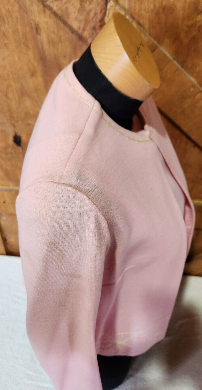 Gay Gibson VTG 1960s Pink 3 Piece Suit Womens Floral Embroidered Mid Century Mod